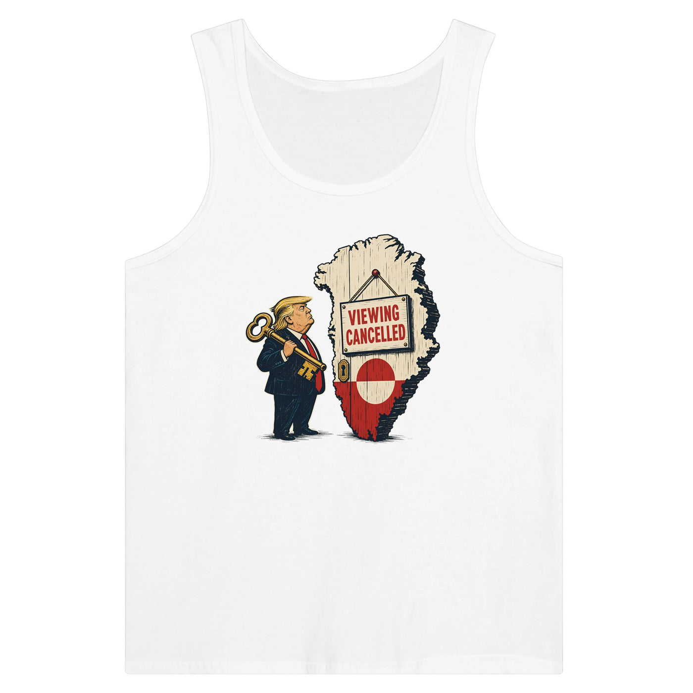 Viewing Cancelled — Greenland Political Satire Premium Unisex Tank Top