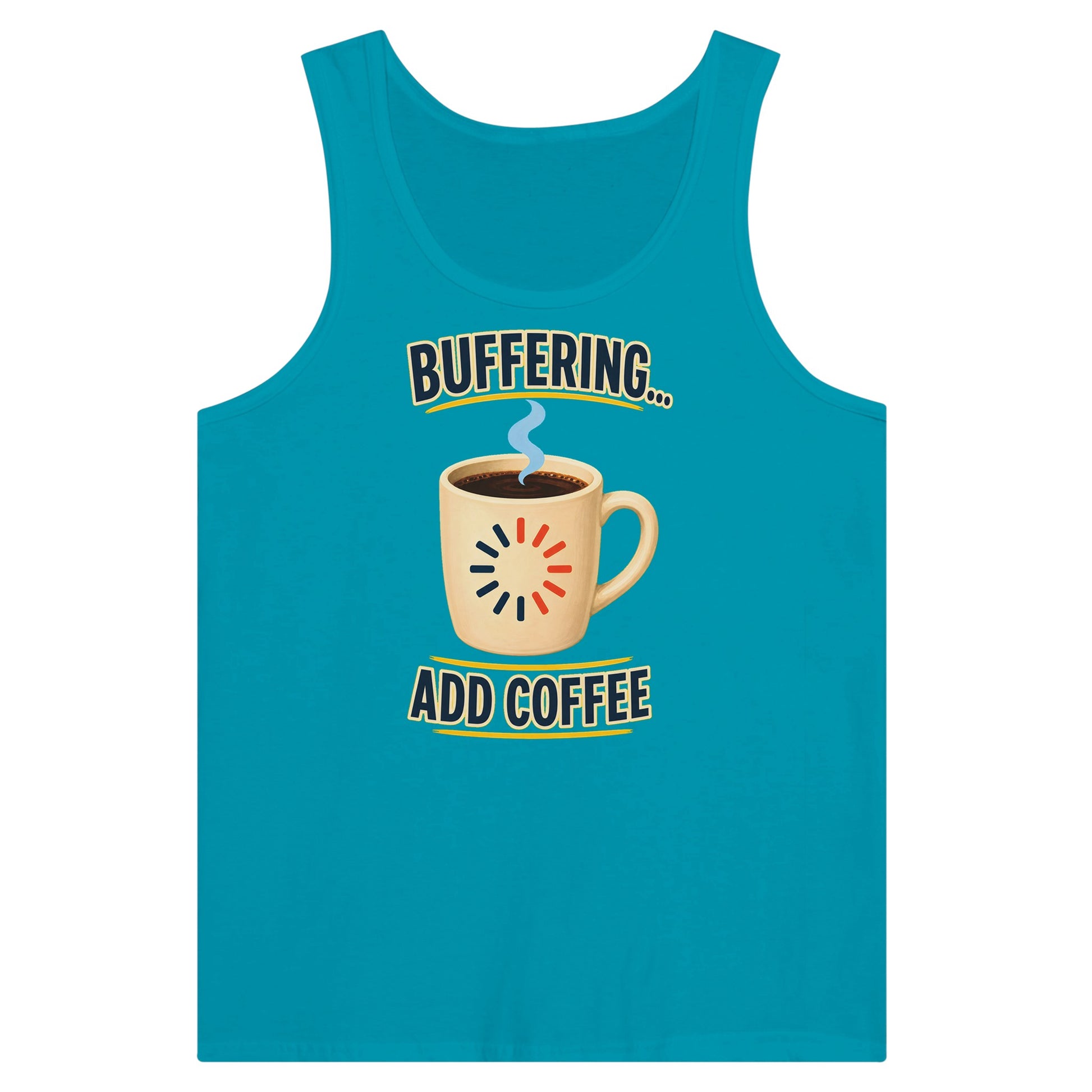 Buffering... Add Coffee — Outlined Loading Mug Graphic Premium Unisex Tank Top — product view 2