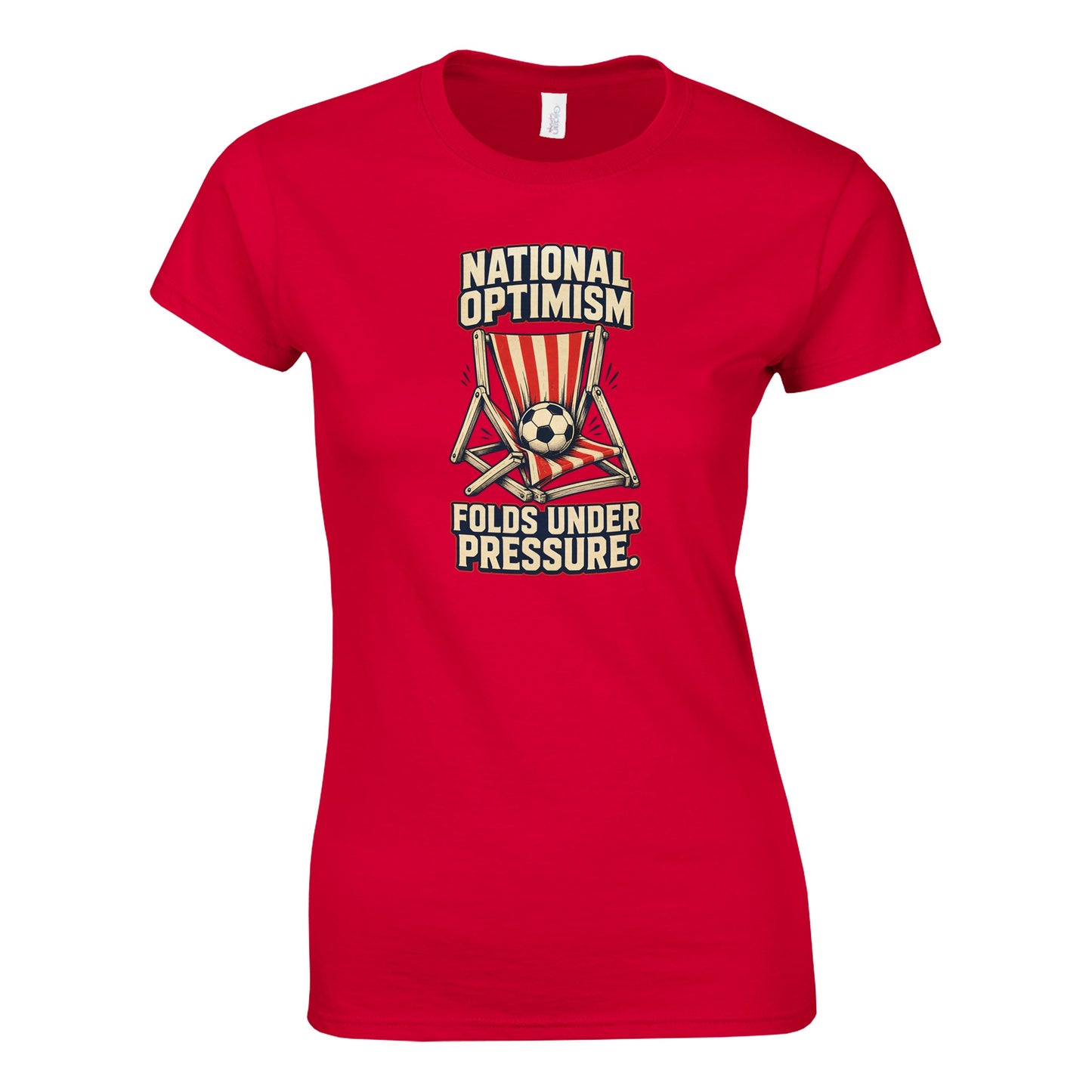 National Optimism Folds Under Pressure Football Women's T-shirt — product view 2