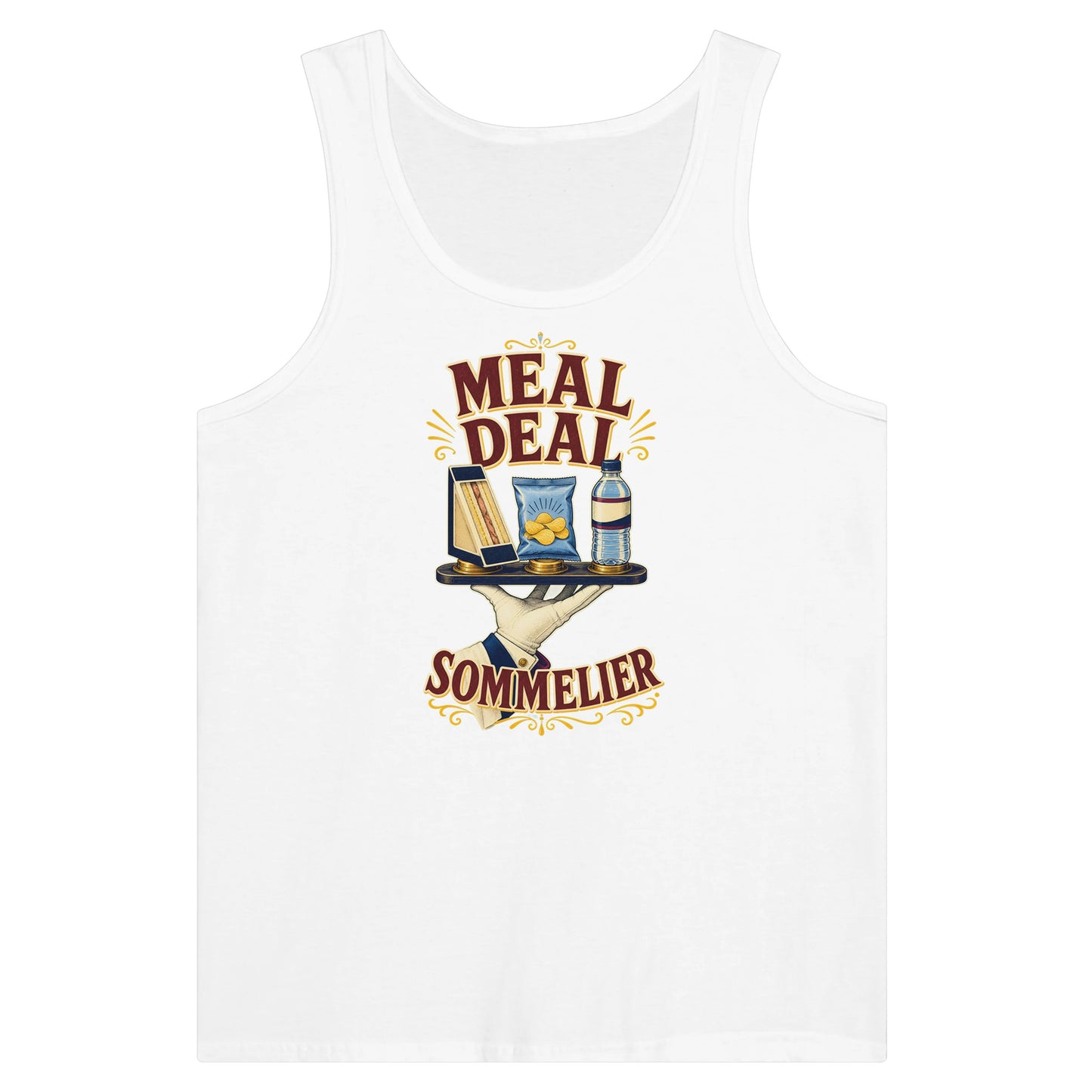 Meal Deal Sommelier British Lunch Design Premium Unisex Tank Top — product view 1