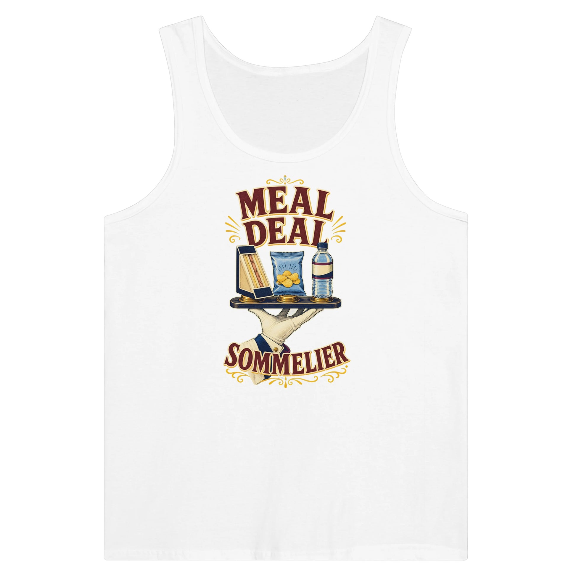 Meal Deal Sommelier British Lunch Design Premium Unisex Tank Top — product view 1