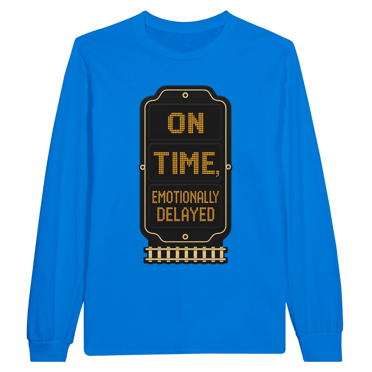On Time, Emotionally Delayed Rail Graphic Long-Sleeve T-shirt — product view 3