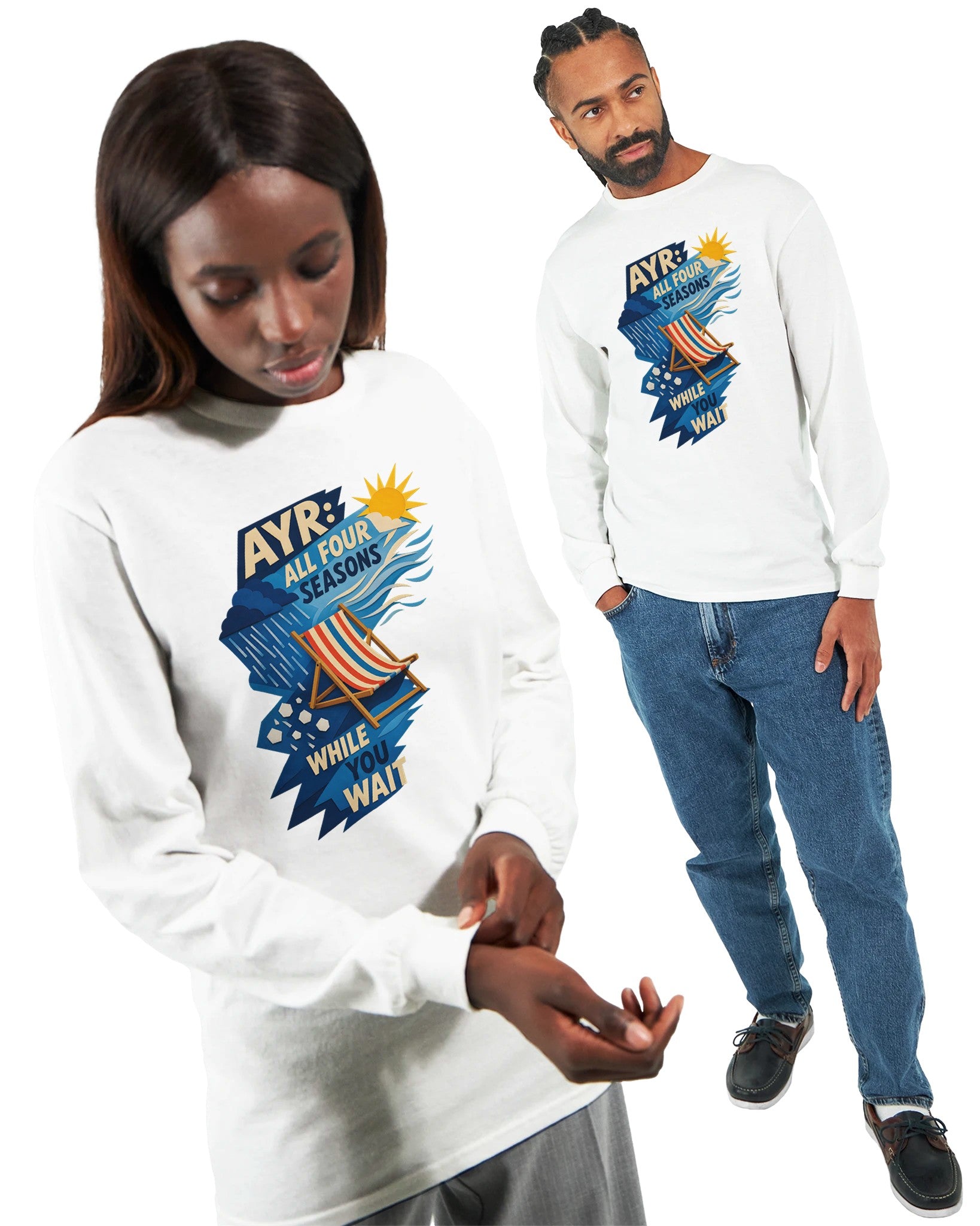 Ayr: All Four Seasons While You Wait Long-Sleeve T-shirt — product view 15
