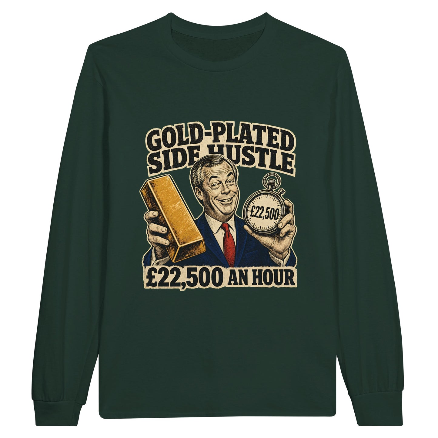 Gold-Plated Side Hustle £22,500 an Hour Long-Sleeve T-shirt — product view 5