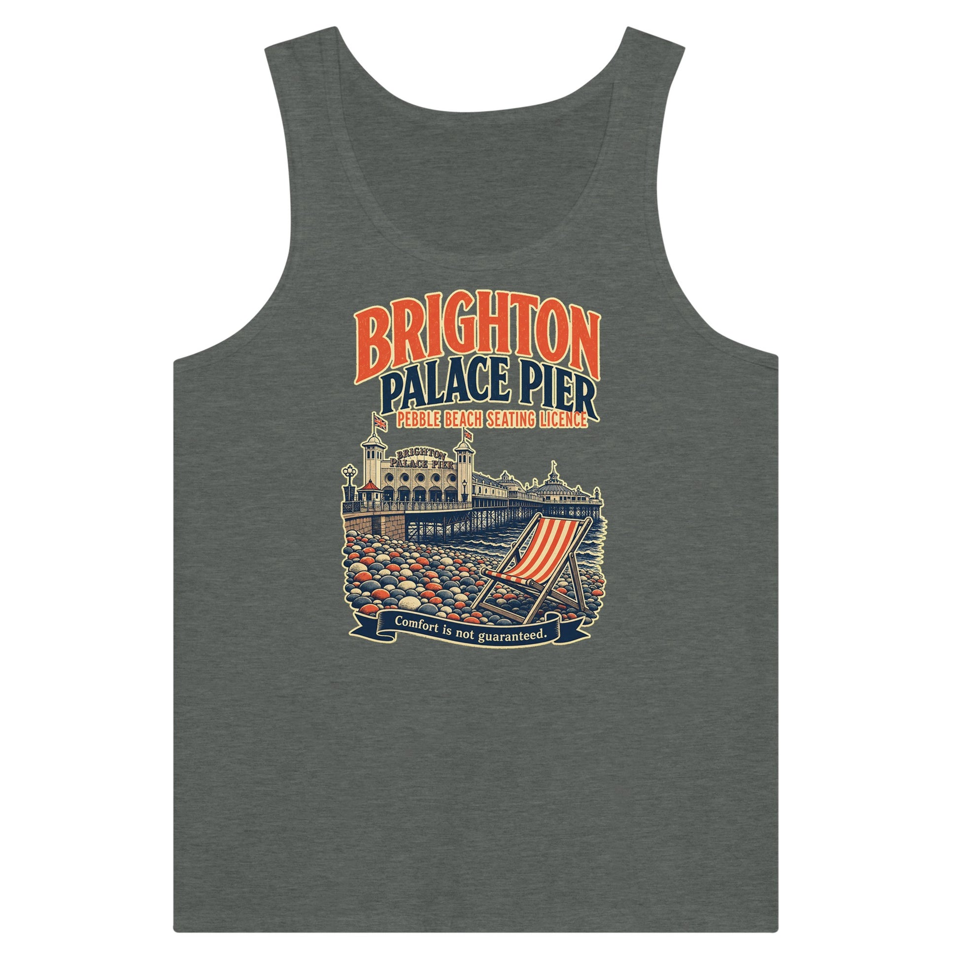 Brighton Pebble Beach Seating Licence Premium Unisex Tank Top — product view 4