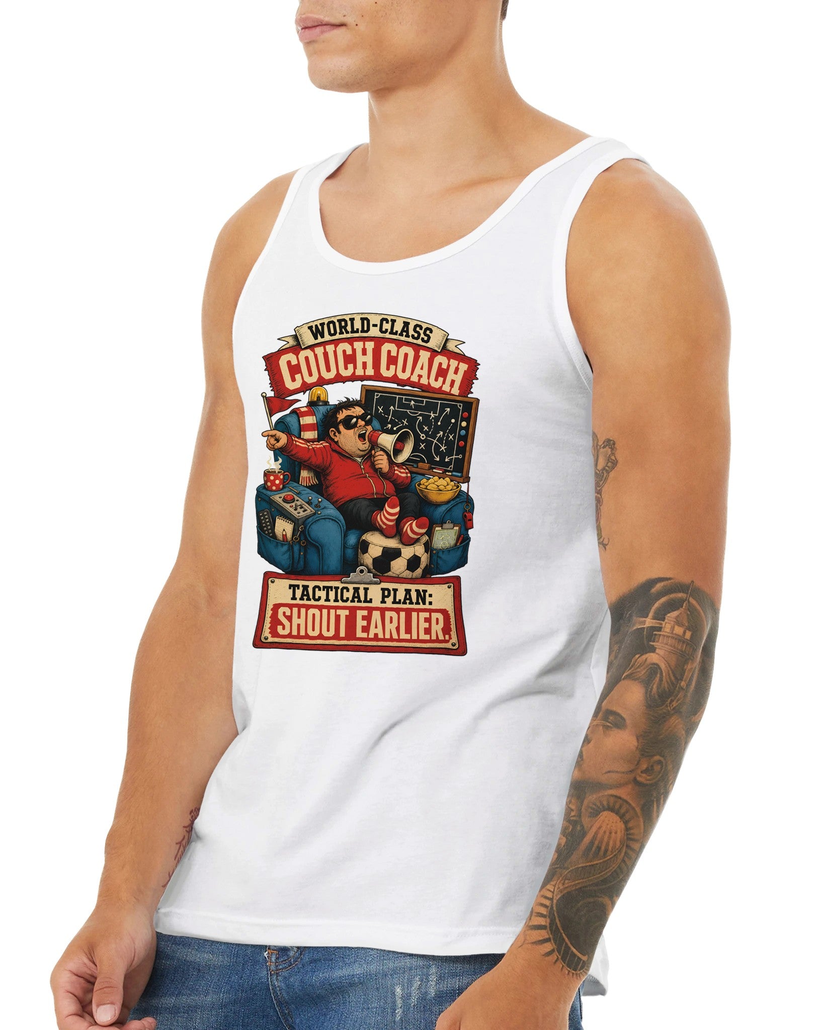 World-Class Couch Coach Premium Unisex Tank Top — product view 16