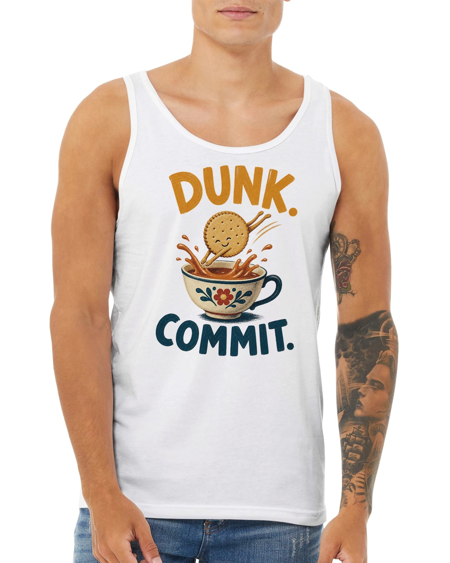 Dunk. Commit. Tea Biscuit Graphic Premium Unisex Tank Top — product view 15