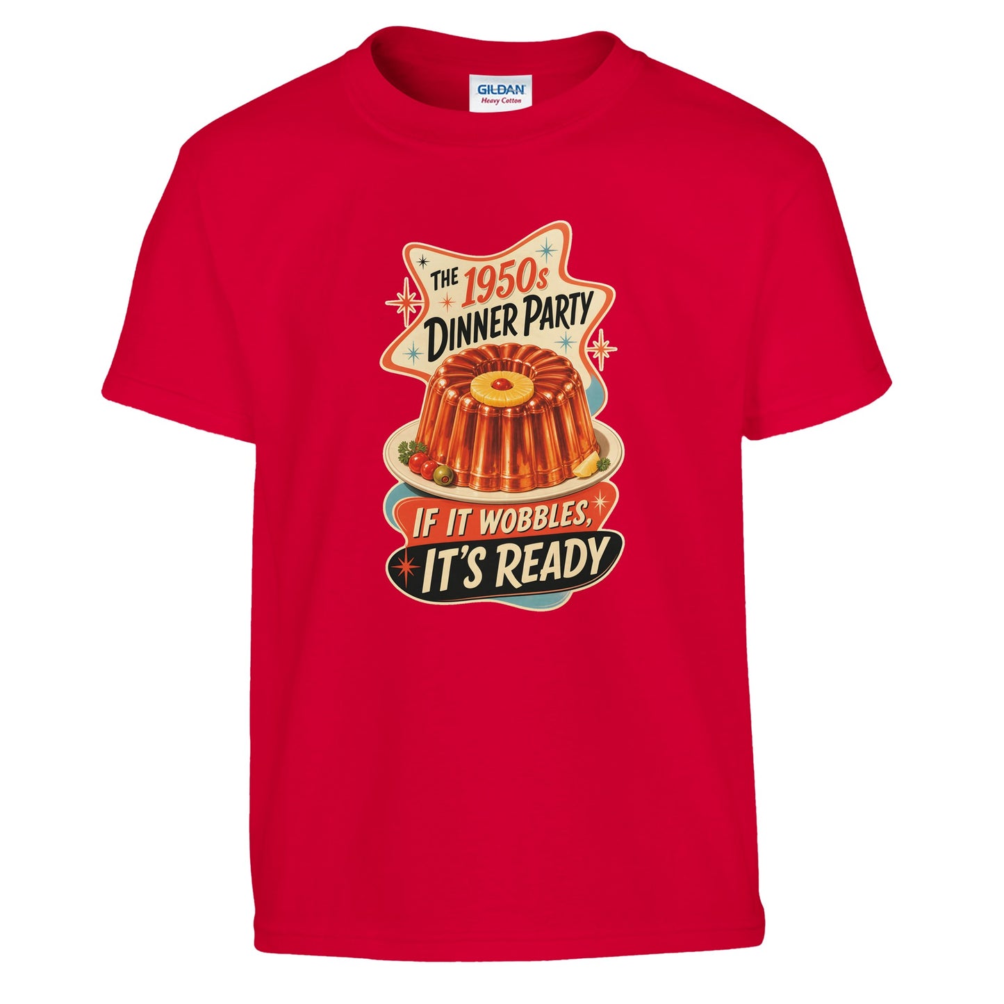The 1950s Dinner Party — If It Wobbles, It's Ready Kids' T-shirt — product view 5