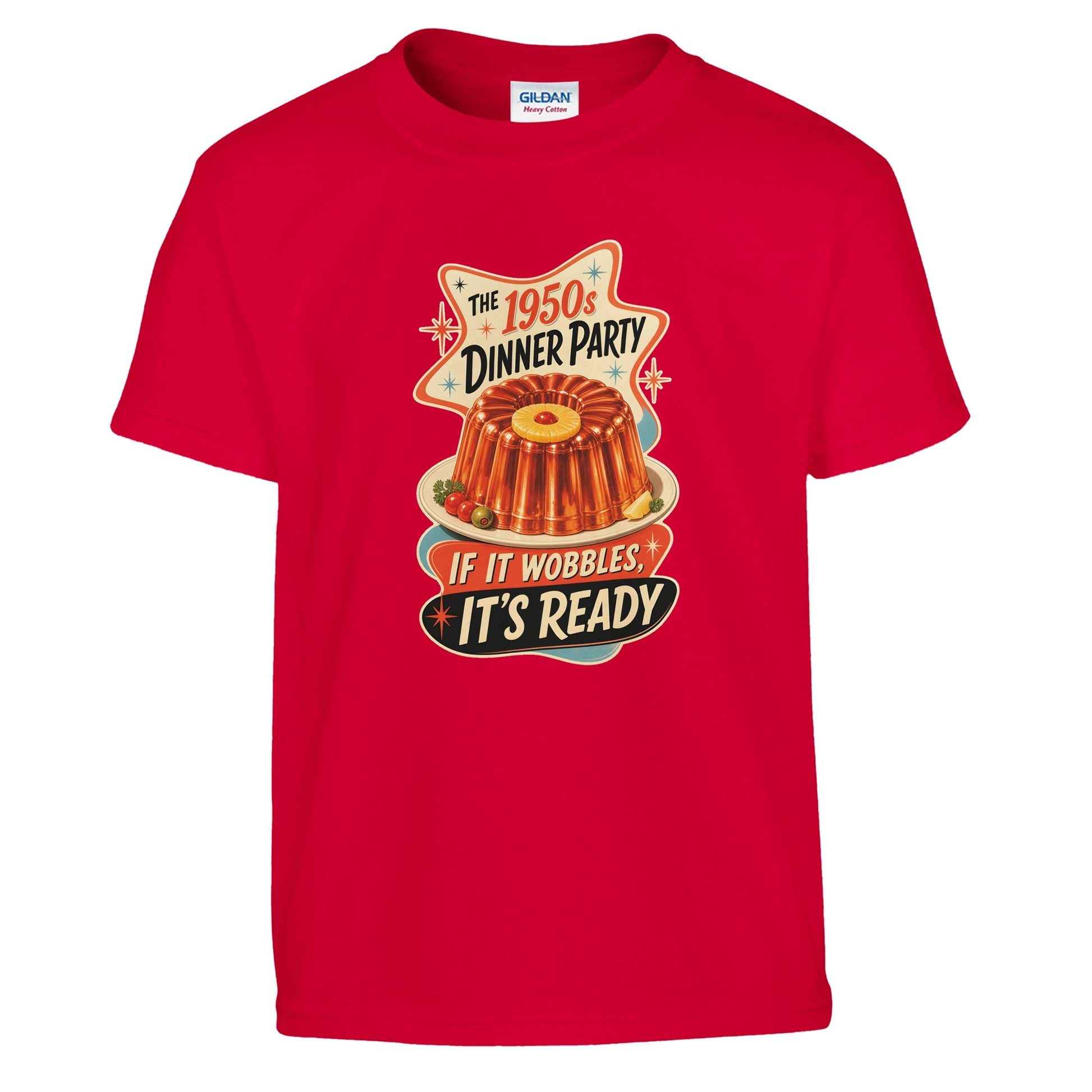 The 1950s Dinner Party — If It Wobbles, It's Ready Kids' T-shirt — product view 5