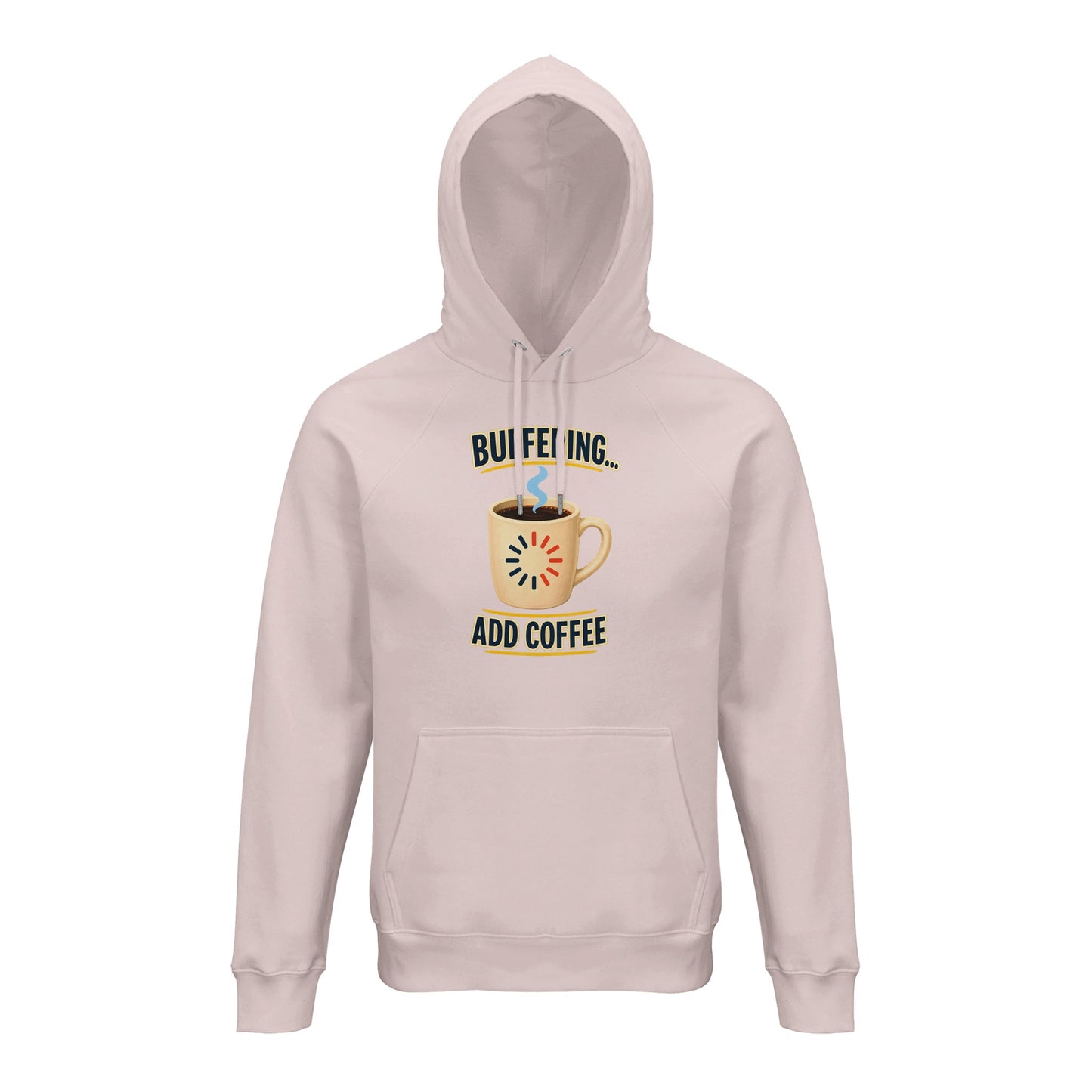 Buffering... Add Coffee — Outlined Loading Mug Graphic Hoodie — product view 2