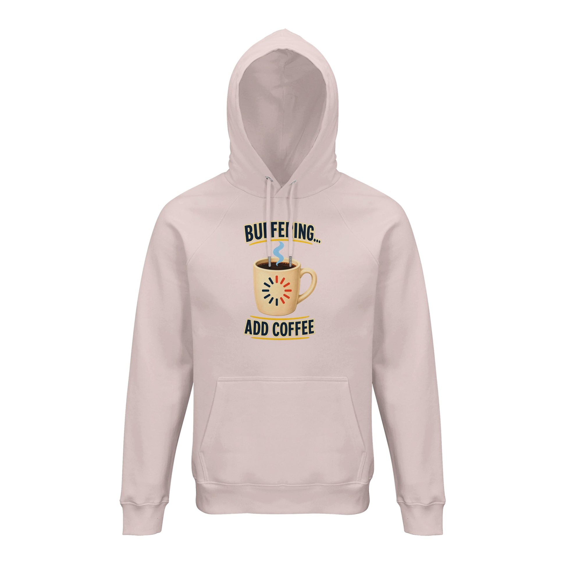 Buffering... Add Coffee — Outlined Loading Mug Graphic Hoodie — product view 2