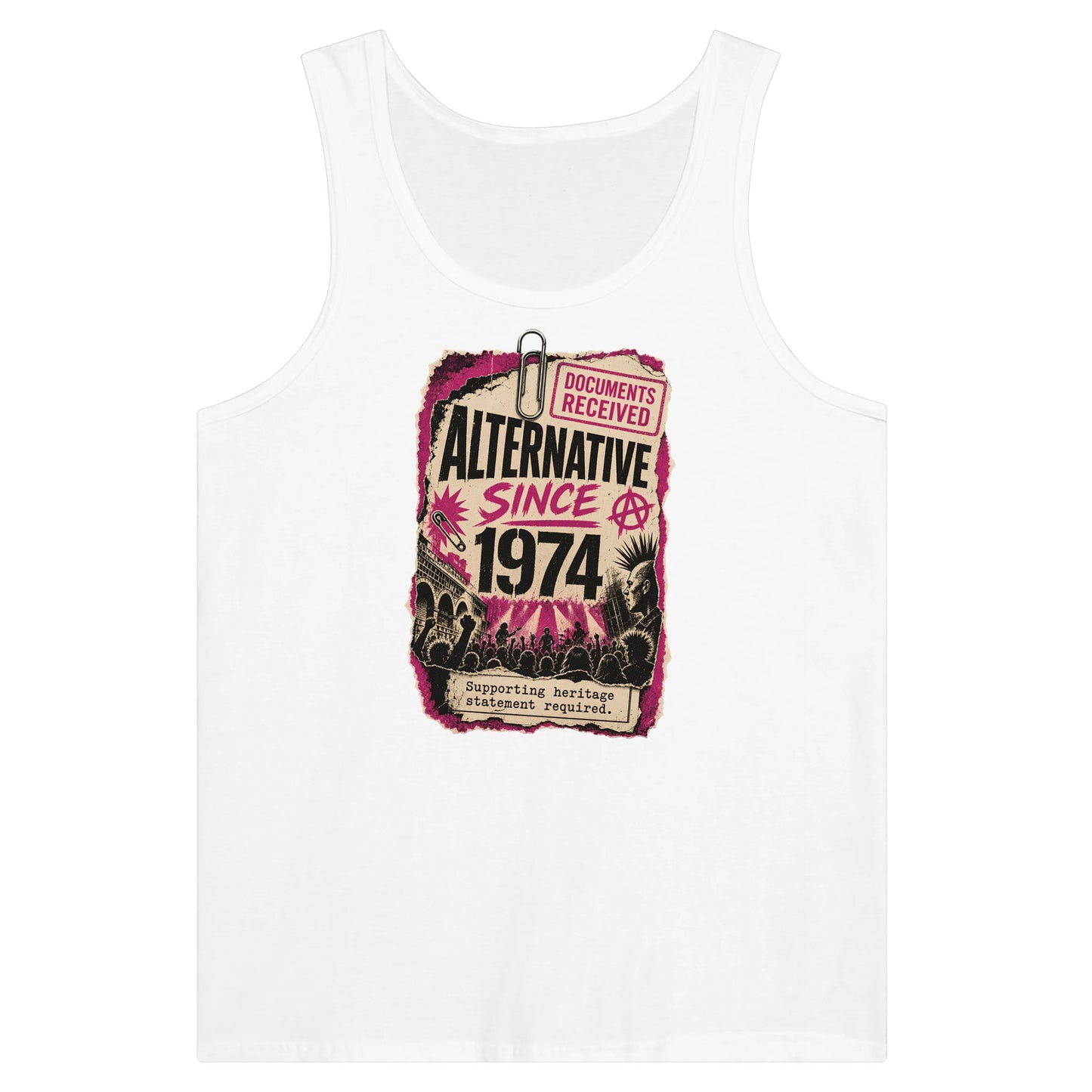 Camden Alternative Since 1974 — Illustrated Premium Unisex Tank Top — product view 1