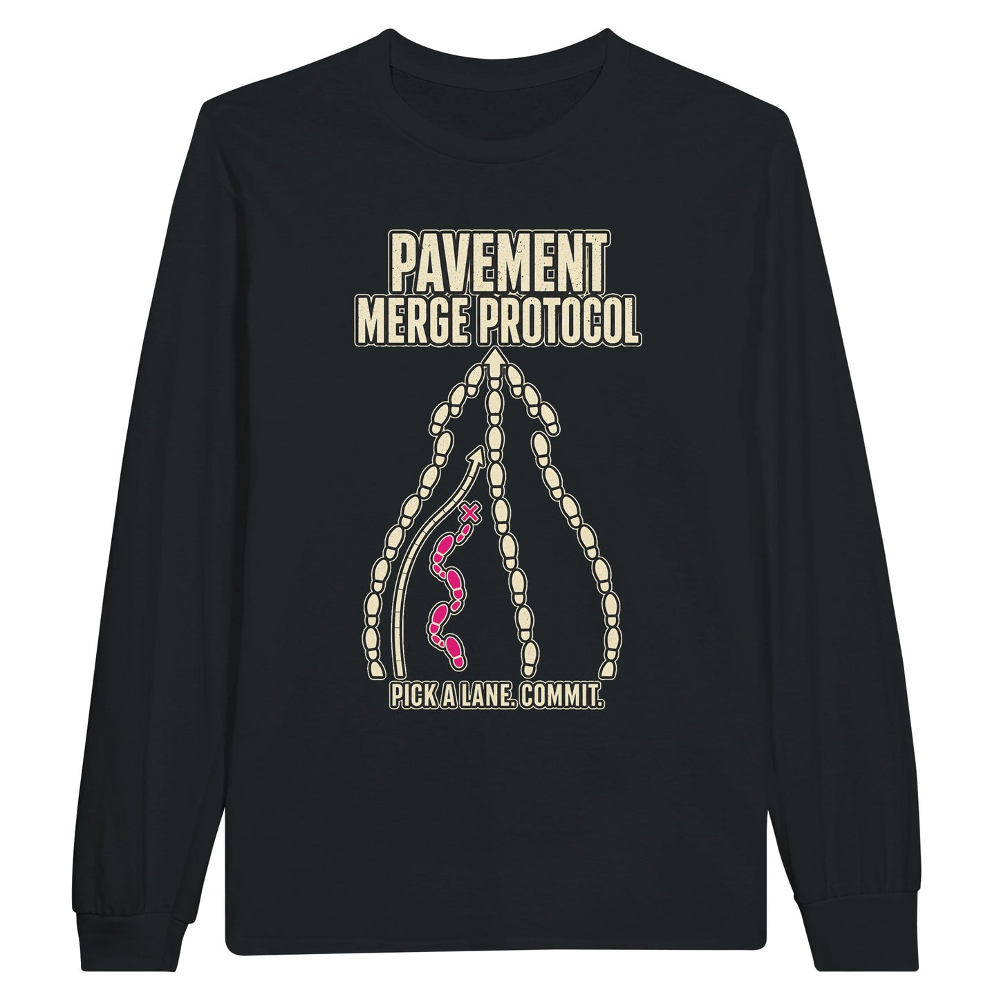 Pavement Merge Protocol — Pick a Lane Long-Sleeve T-shirt — product view 7