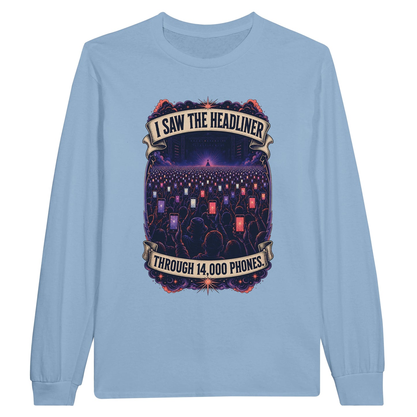 The Headliner Through 14,000 Phones Long-Sleeve T-shirt — product view 2