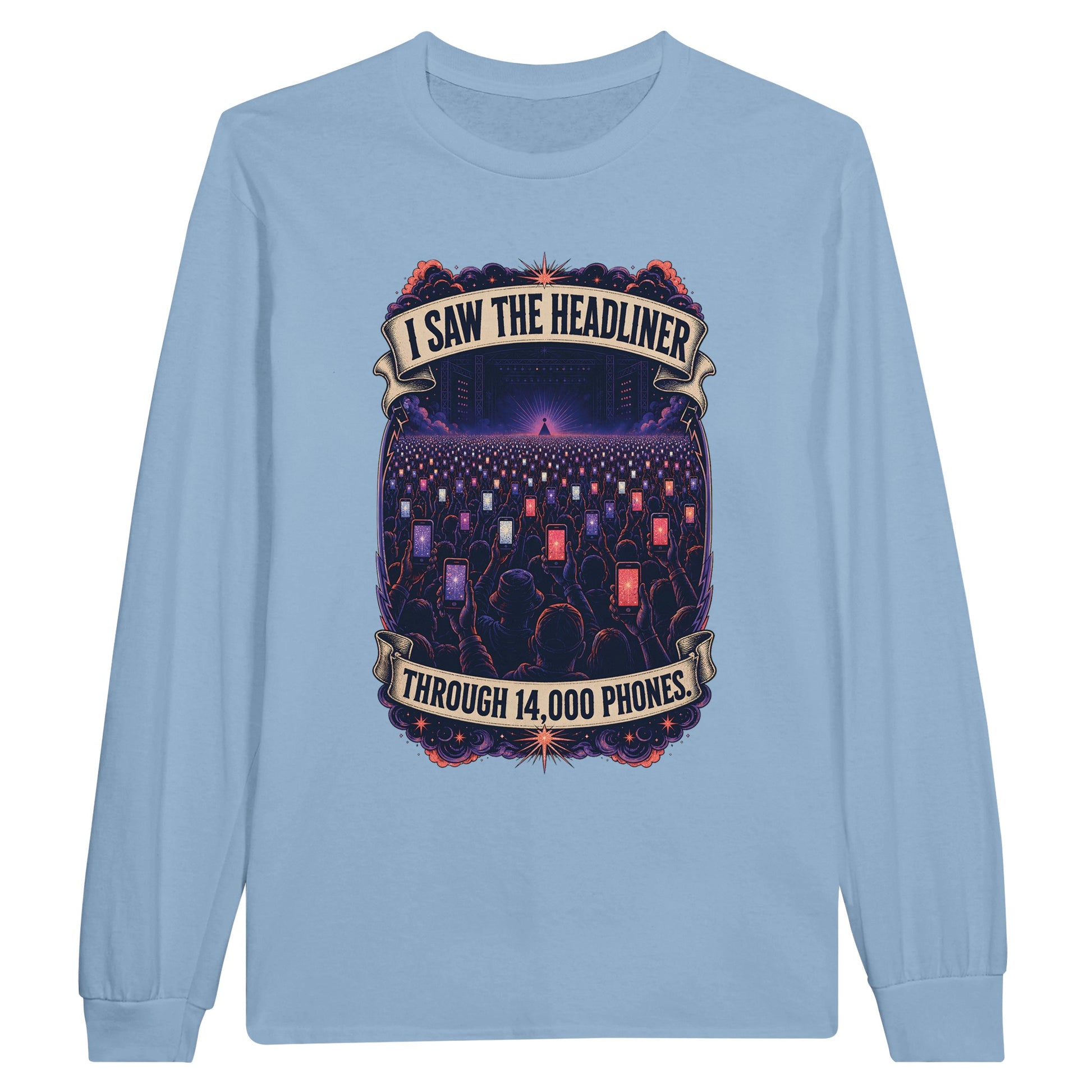 The Headliner Through 14,000 Phones Long-Sleeve T-shirt — product view 2