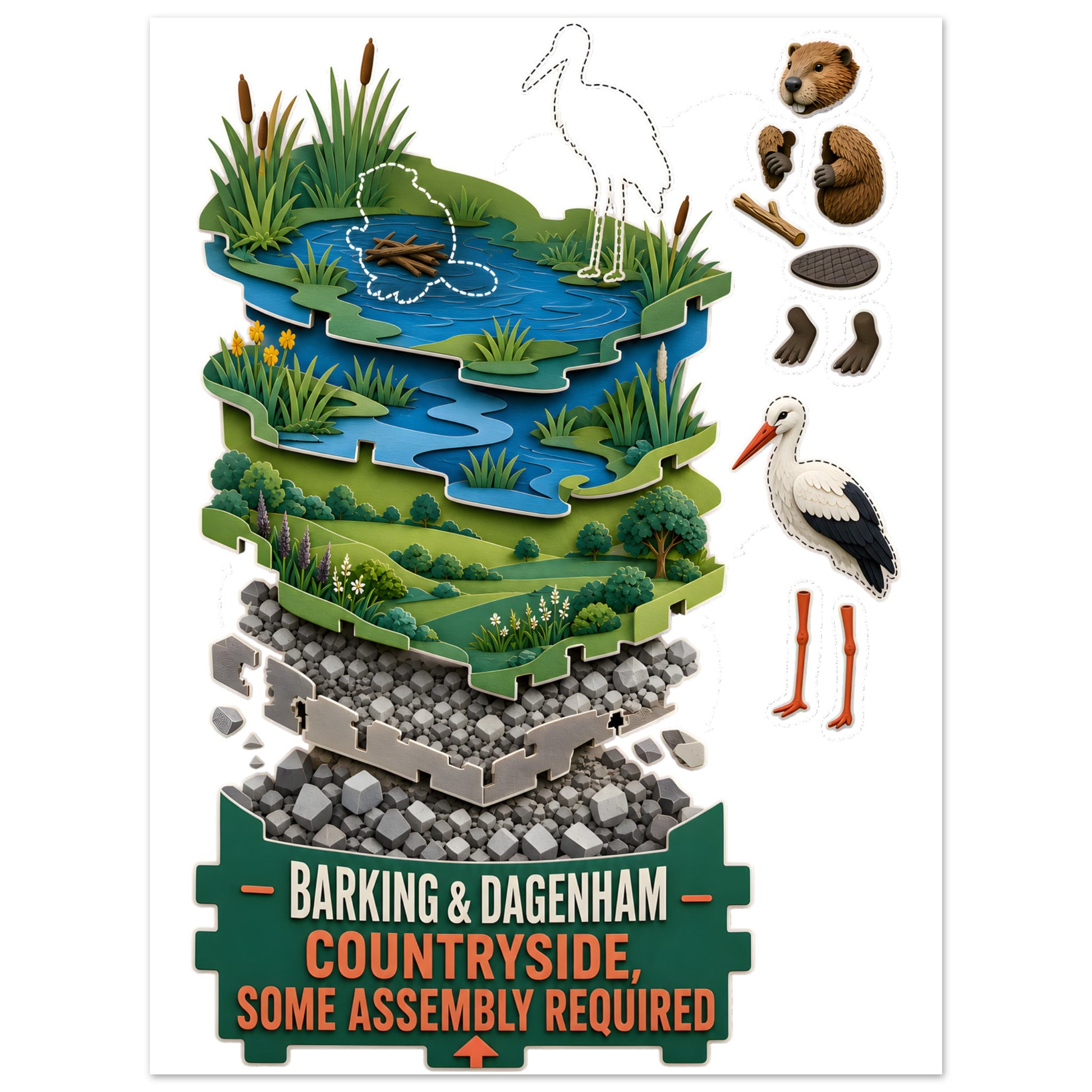 Barking & Dagenham Countryside Aluminium Print — product view 1
