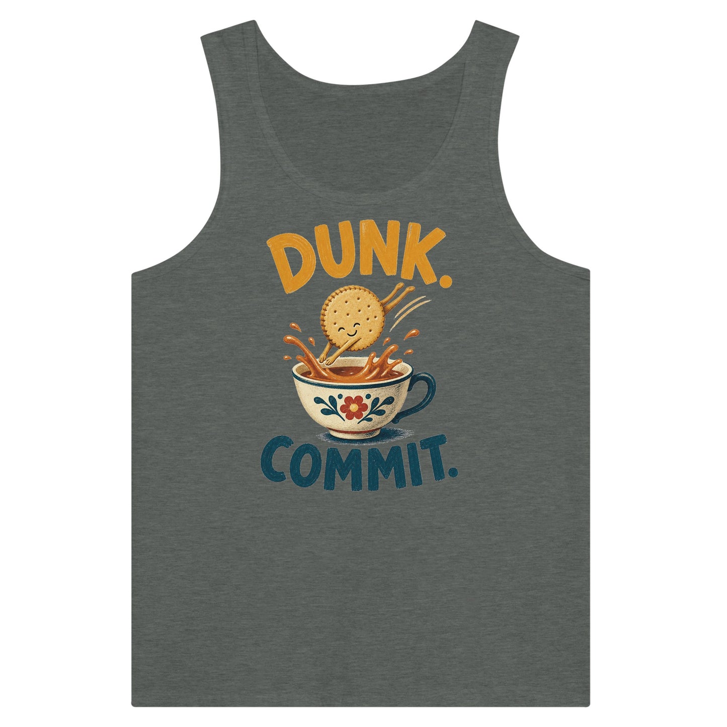 Dunk. Commit. Tea Biscuit Graphic Premium Unisex Tank Top — product view 4