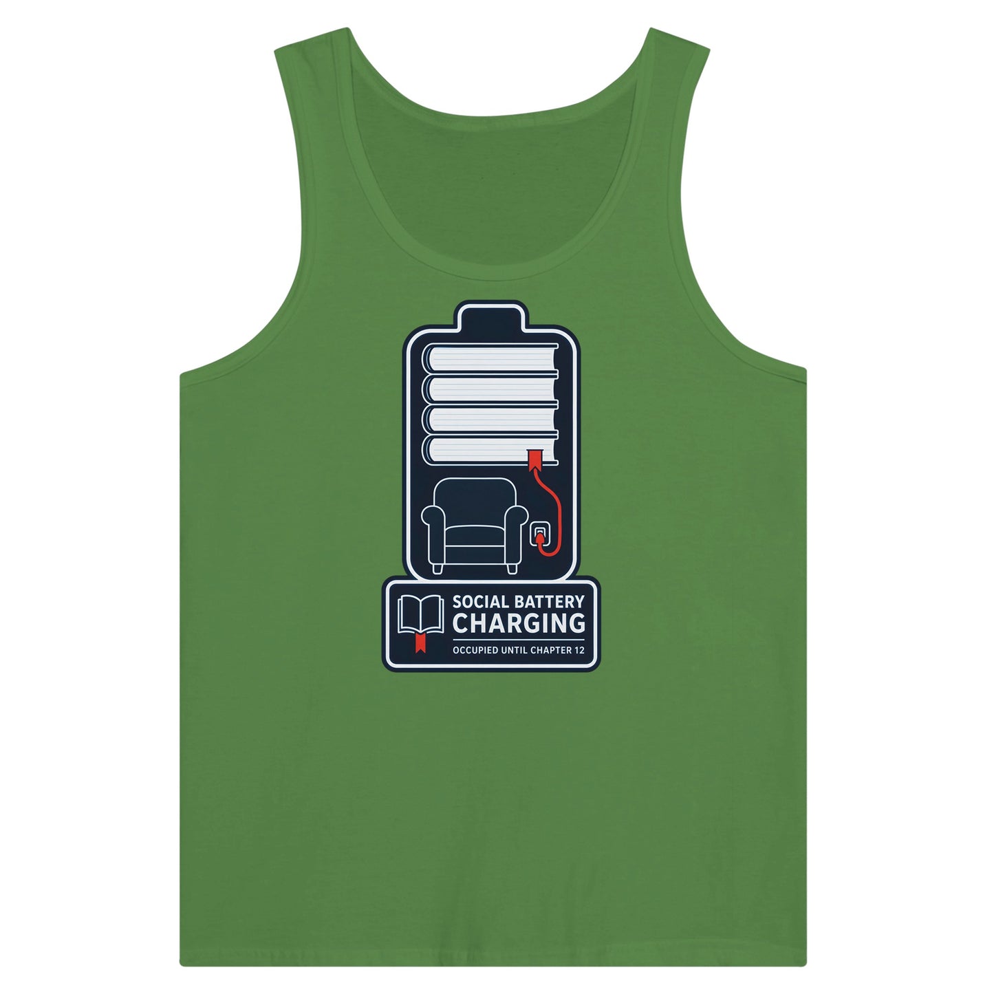 Social Battery Charging Premium Unisex Tank Top — product view 13