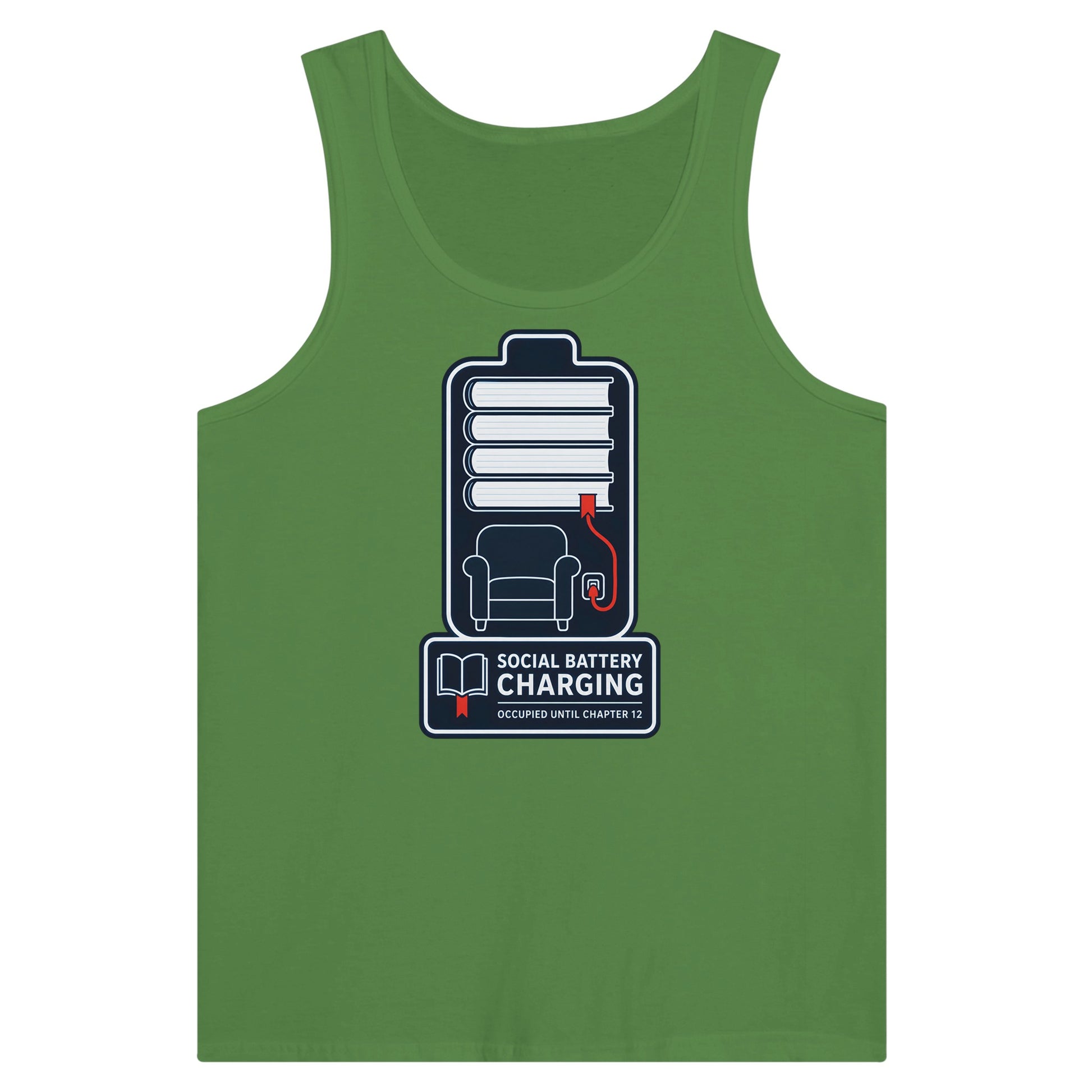 Social Battery Charging Premium Unisex Tank Top — product view 13