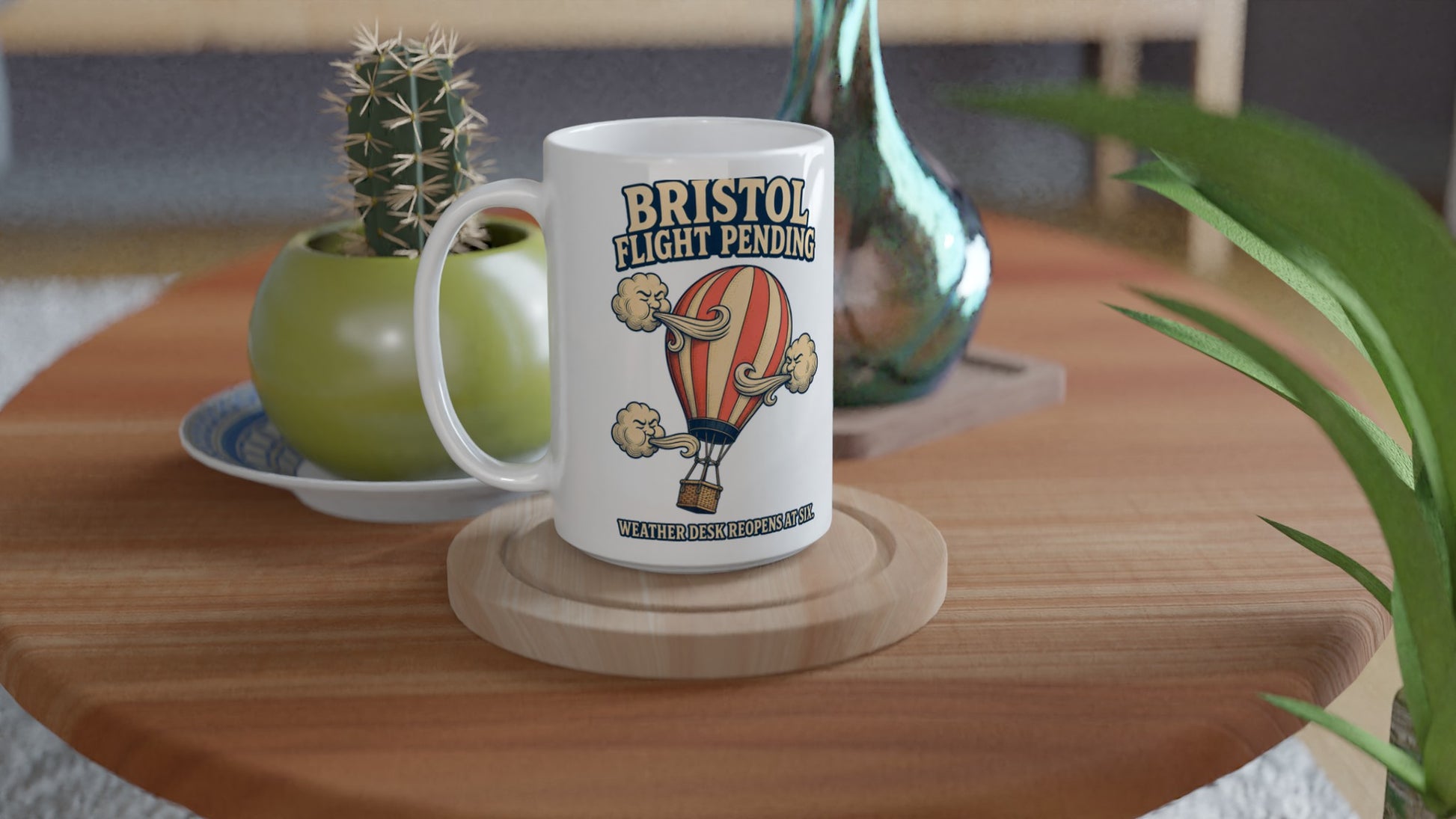 Bristol Flight Pending – Weather Desk Large Mug — product view 4
