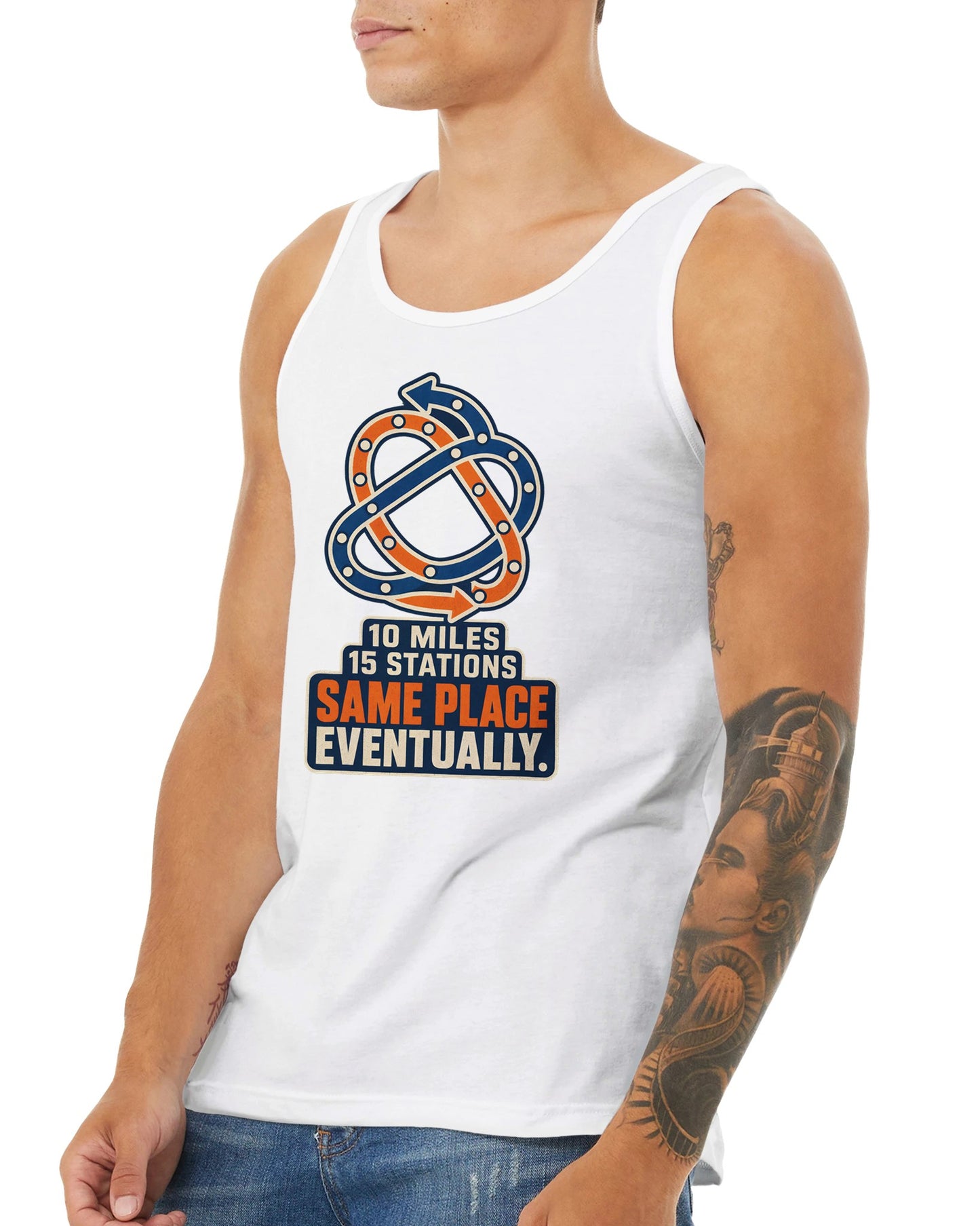 Glasgow Same Place Eventually Premium Unisex Tank Top — product view 16