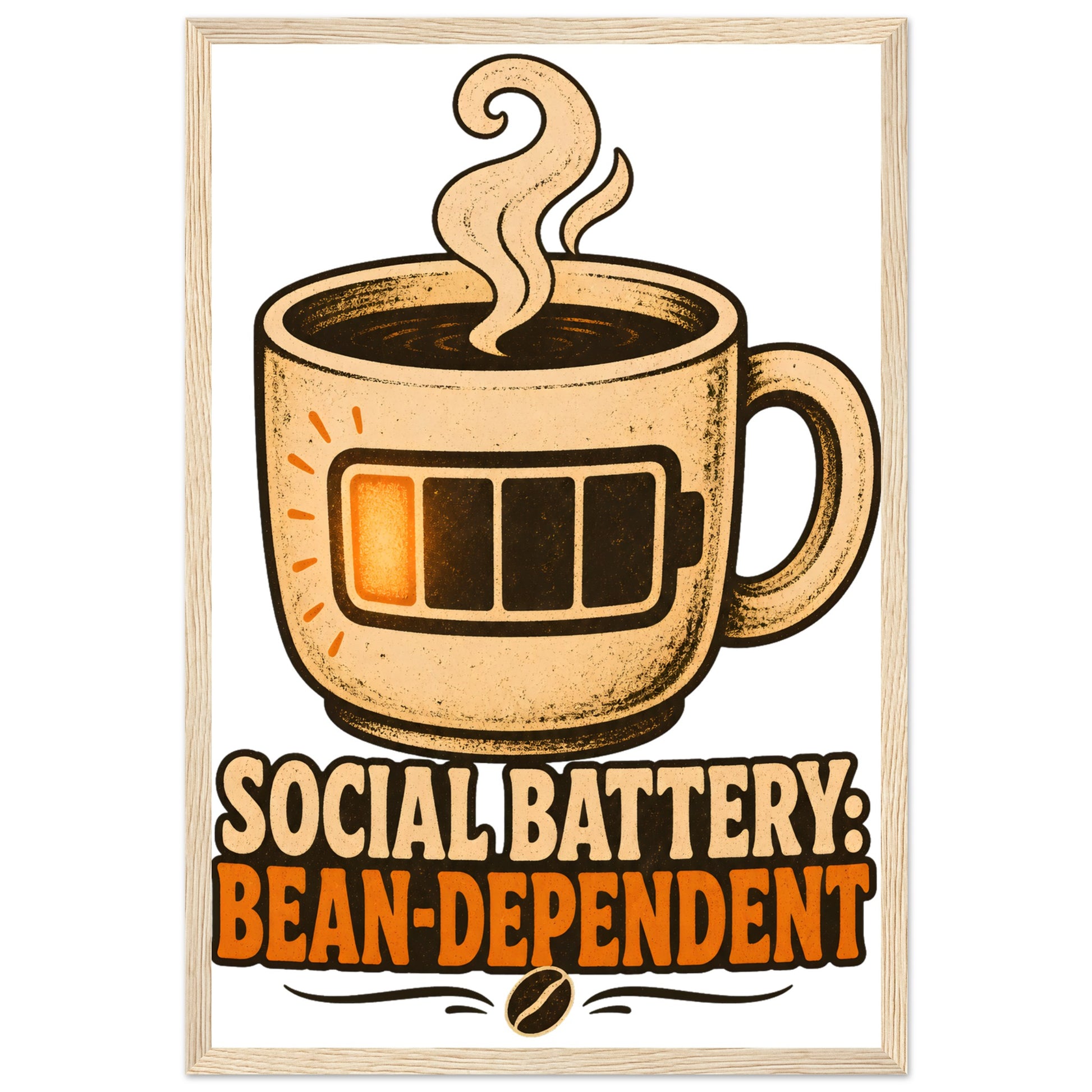 Social Battery: Bean-Dependent Graphic Framed Wall Art — product view 3