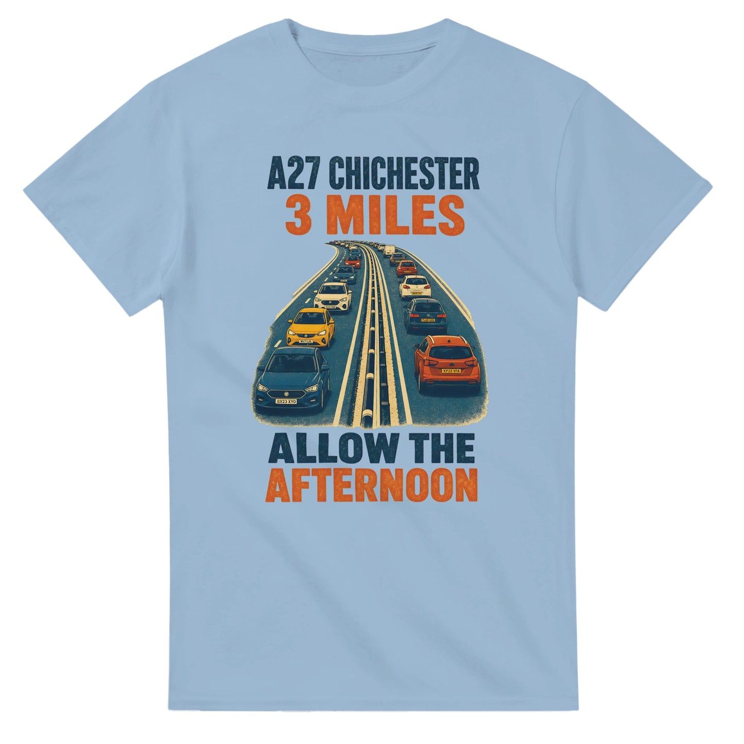 A27 Chichester – 3 Miles, Allow the Afternoon T-shirt — product view 15