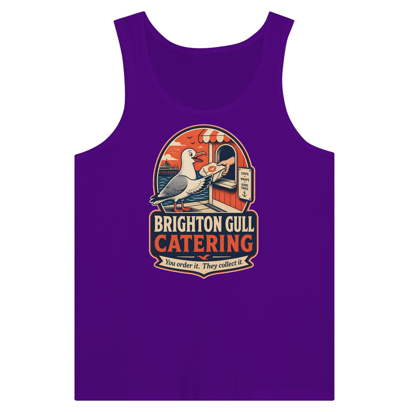Brighton Gull Catering — Illustrated Premium Unisex Tank Top — product view 6