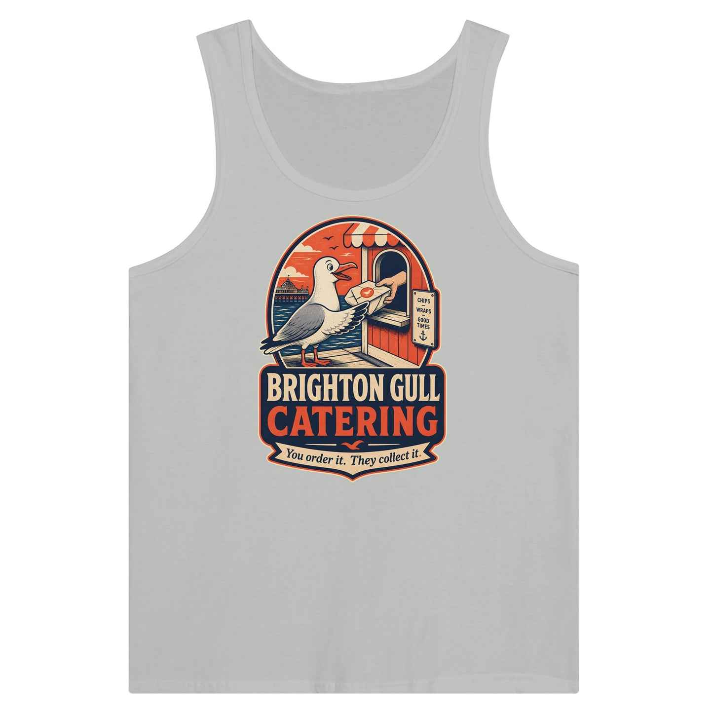 Brighton Gull Catering — Illustrated Premium Unisex Tank Top — product view 5