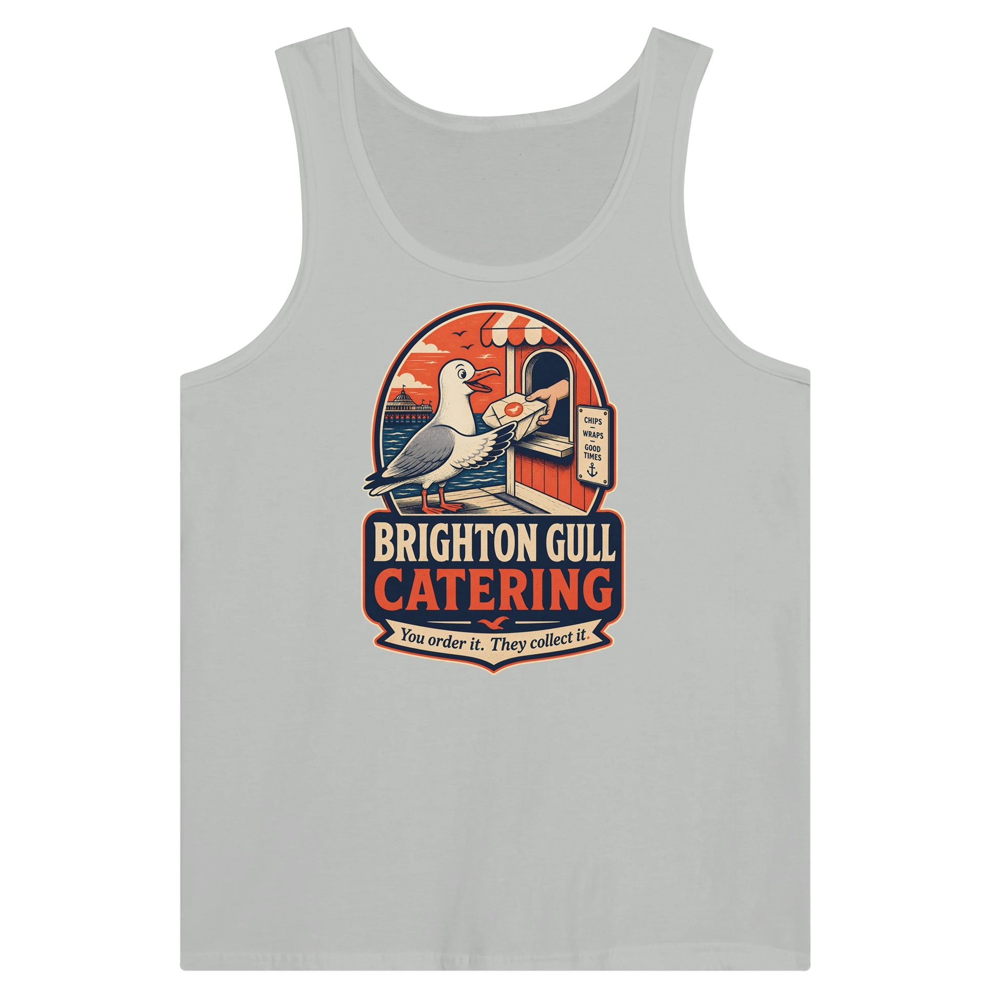 Brighton Gull Catering — Illustrated Premium Unisex Tank Top — product view 5