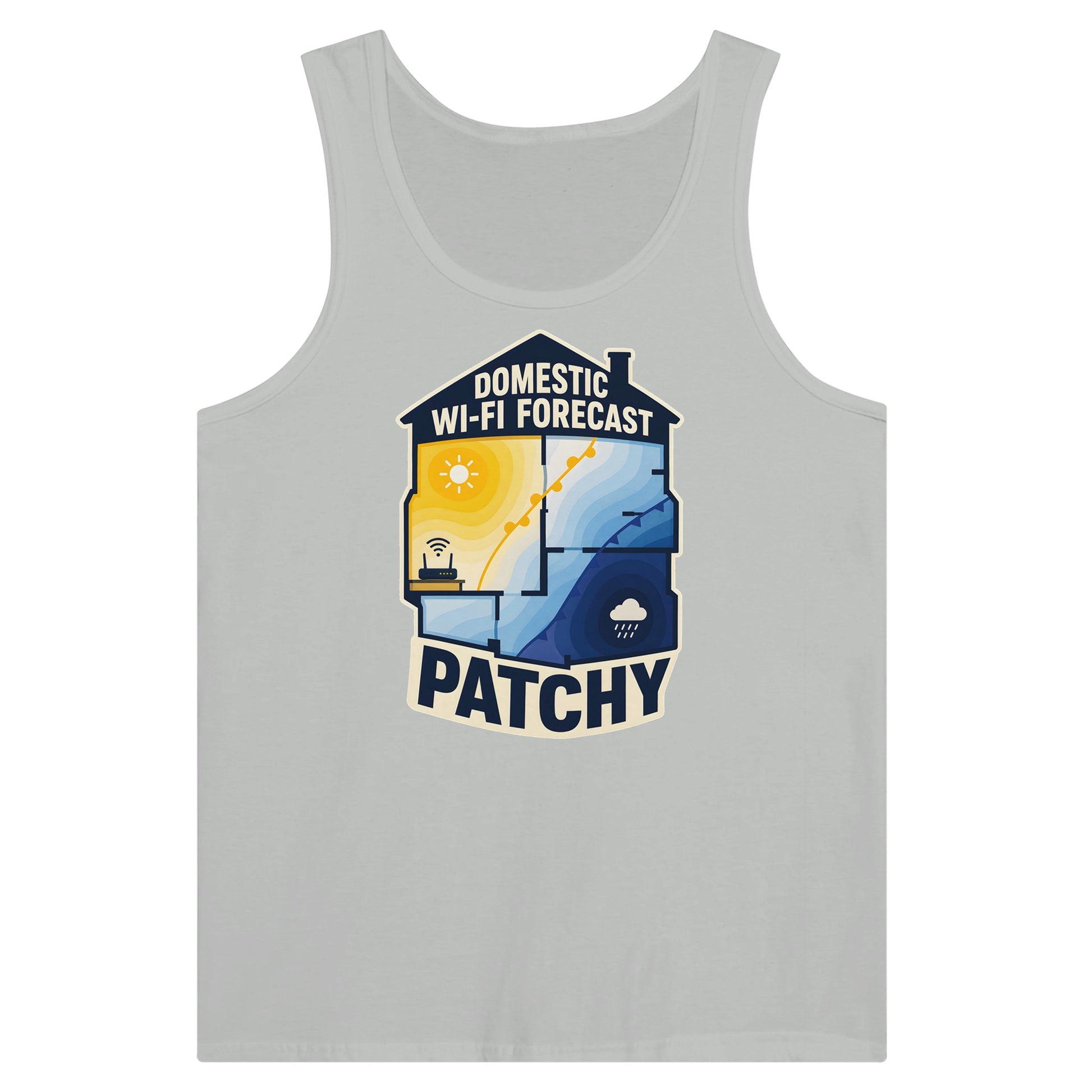 Domestic Wi-Fi Forecast Patchy Premium Unisex Tank Top — product view 5