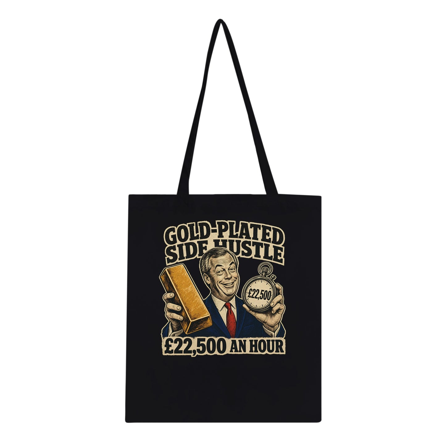 Gold-Plated Side Hustle £22,500 an Hour Tote Bag — product view 3