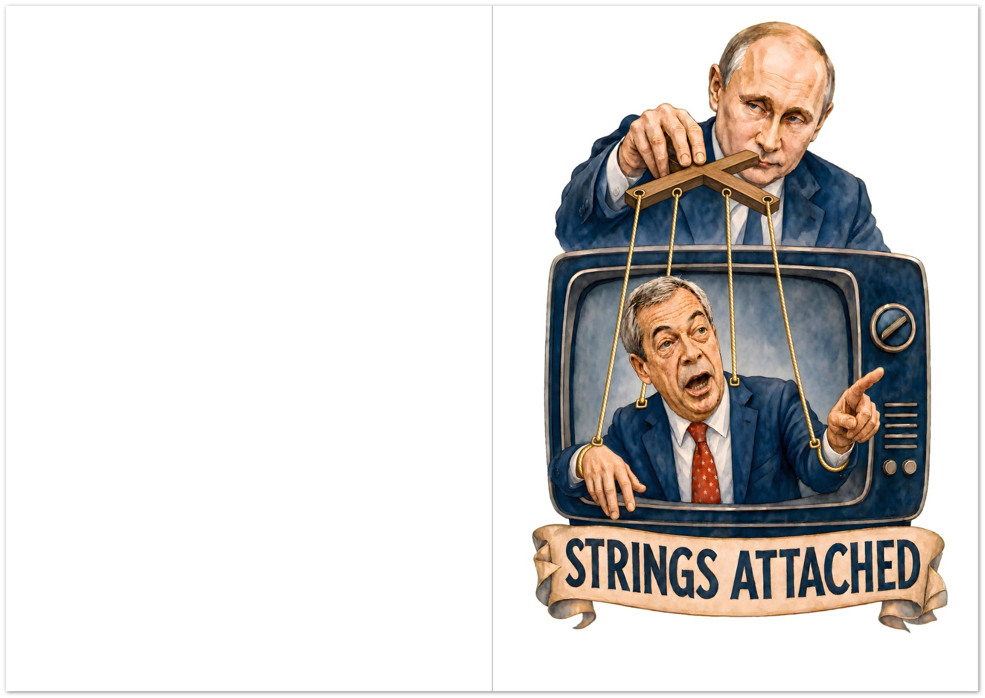 Strings Attached Political Satire Greeting Card Pack — product view 5