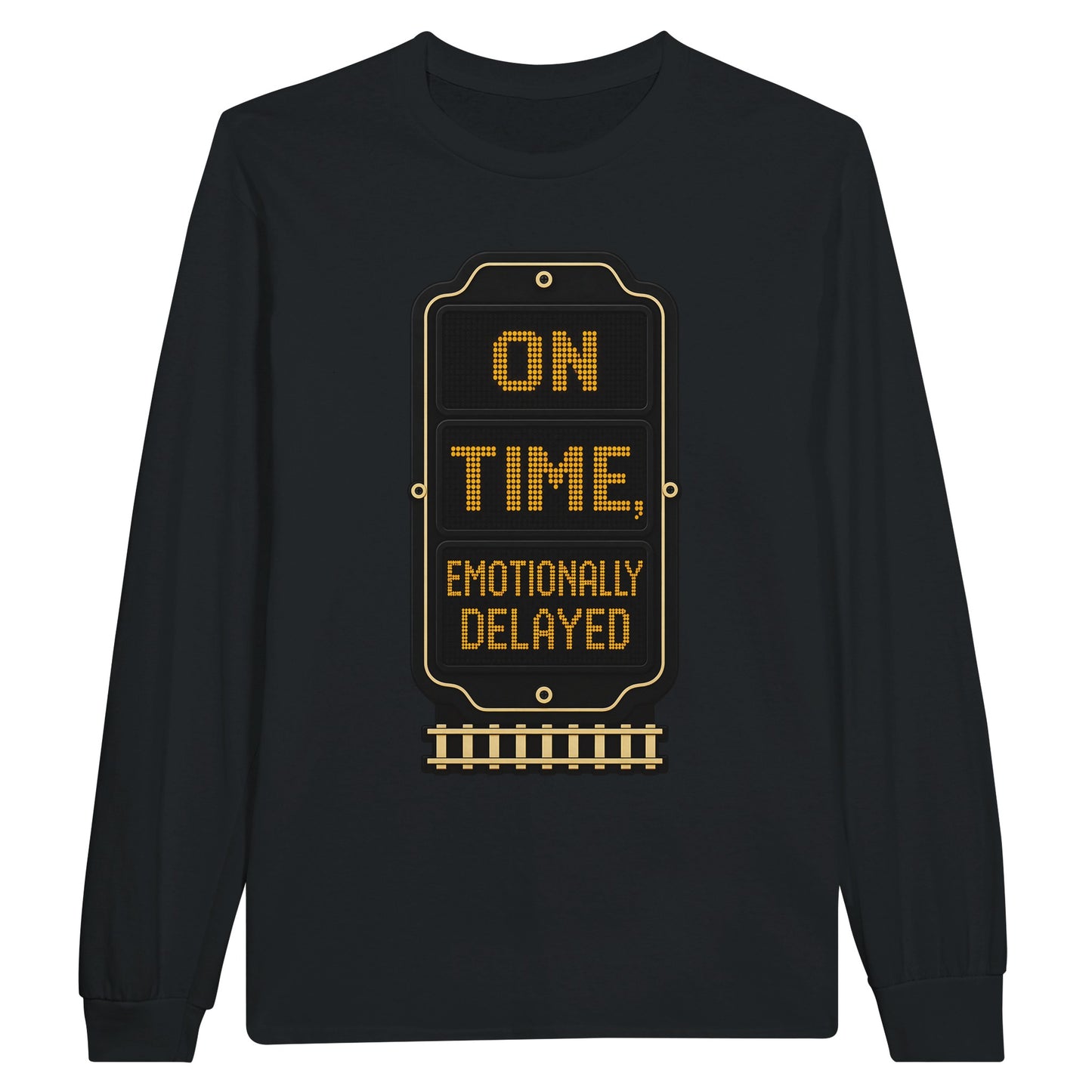 On Time, Emotionally Delayed Rail Graphic Long-Sleeve T-shirt — product view 7