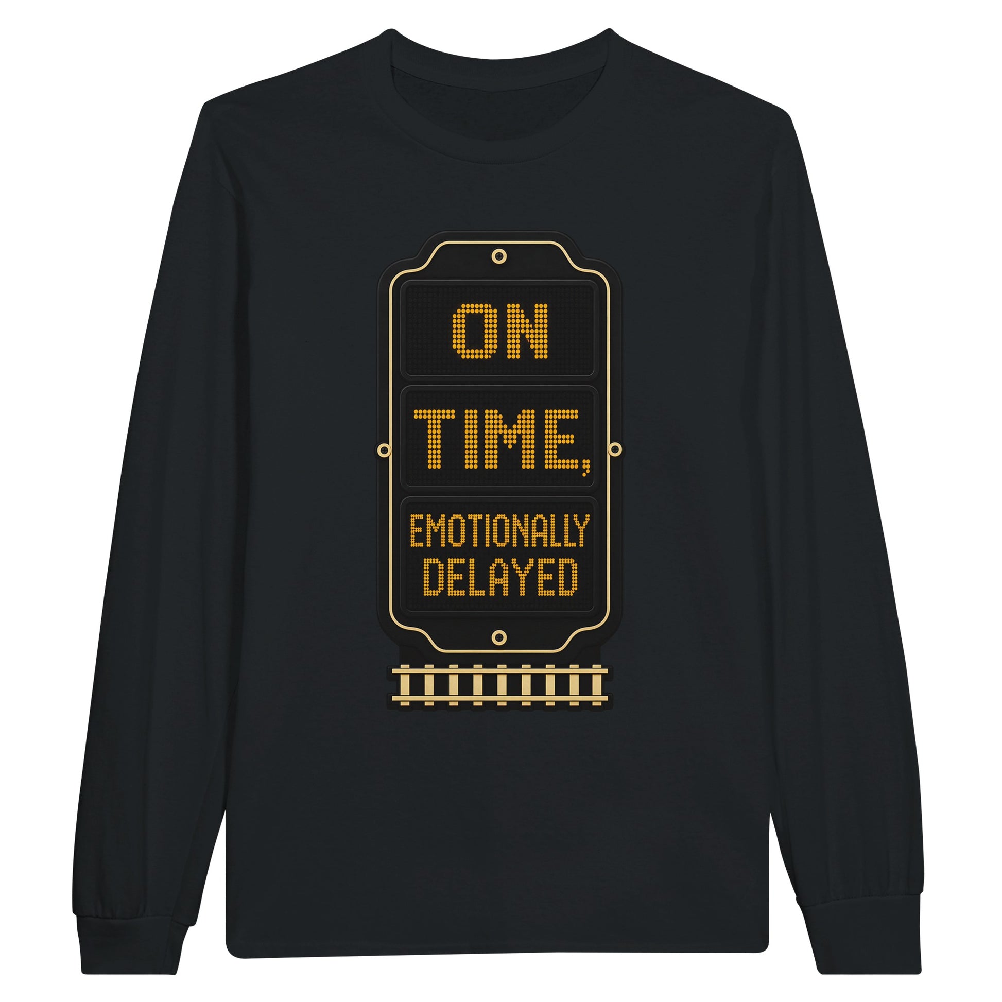 On Time, Emotionally Delayed Rail Graphic Long-Sleeve T-shirt — product view 7