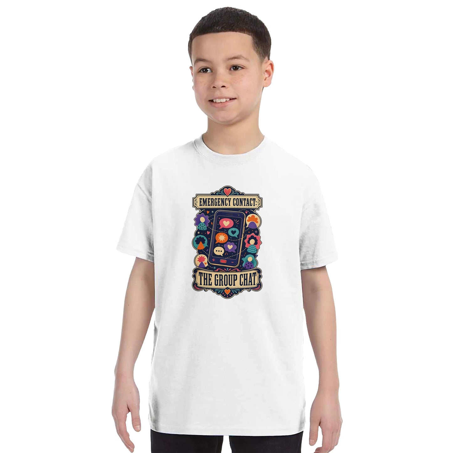 Emergency Contact — The Group Chat Kids' T-shirt — product view 3