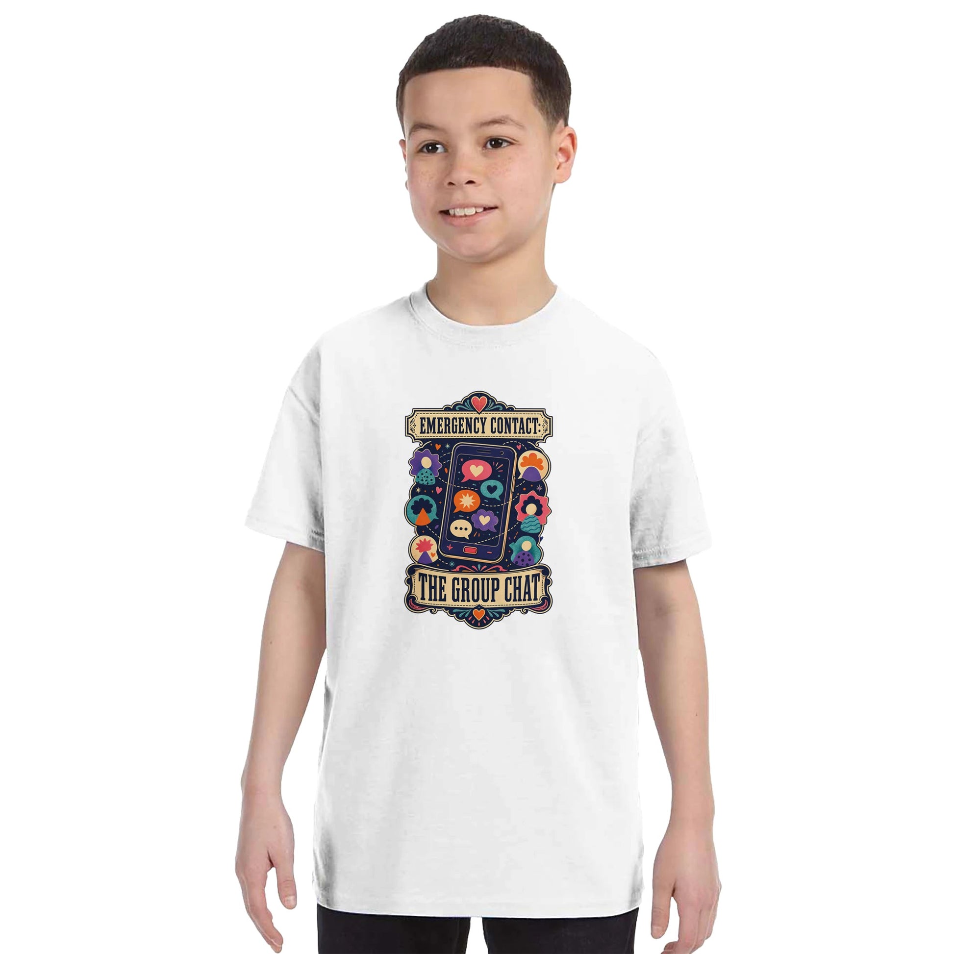 Emergency Contact — The Group Chat Kids' T-shirt — product view 3