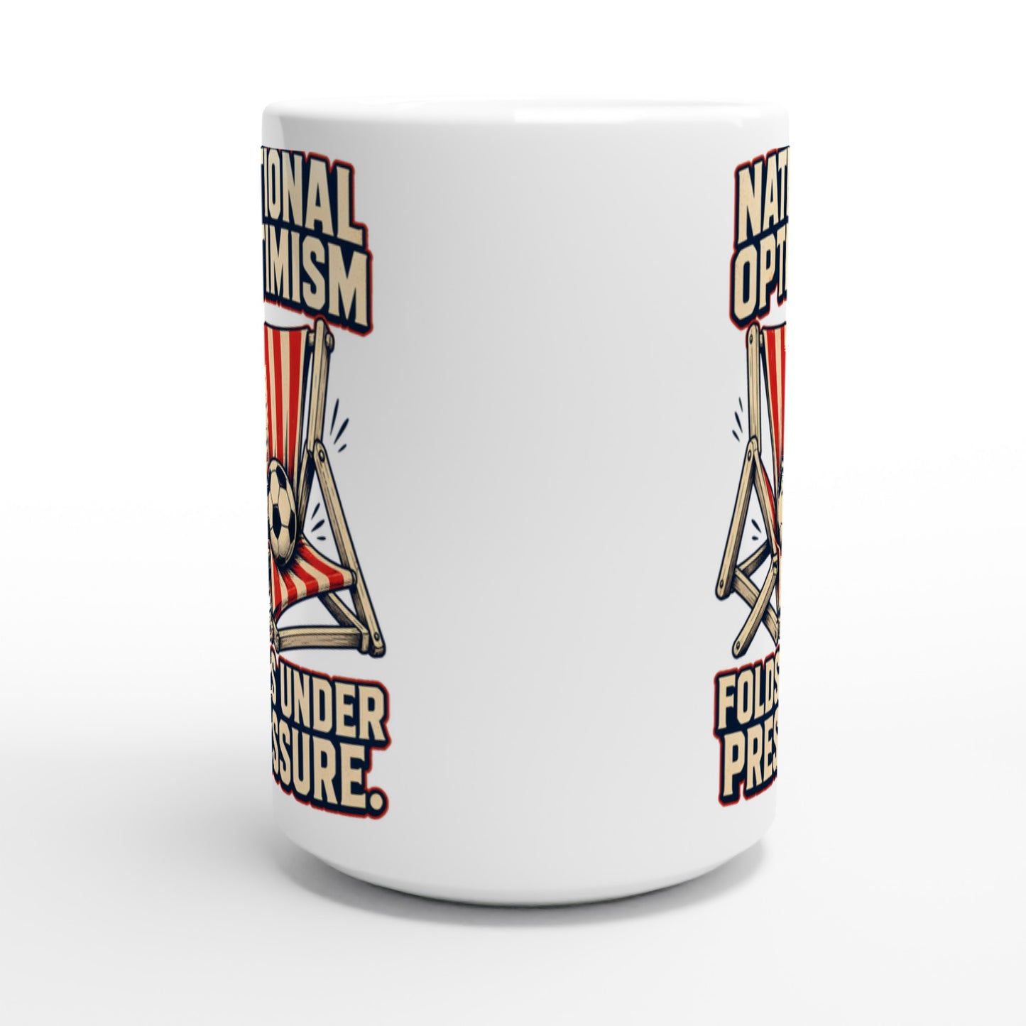 National Optimism Folds Under Pressure Football Large Mug — product view 2