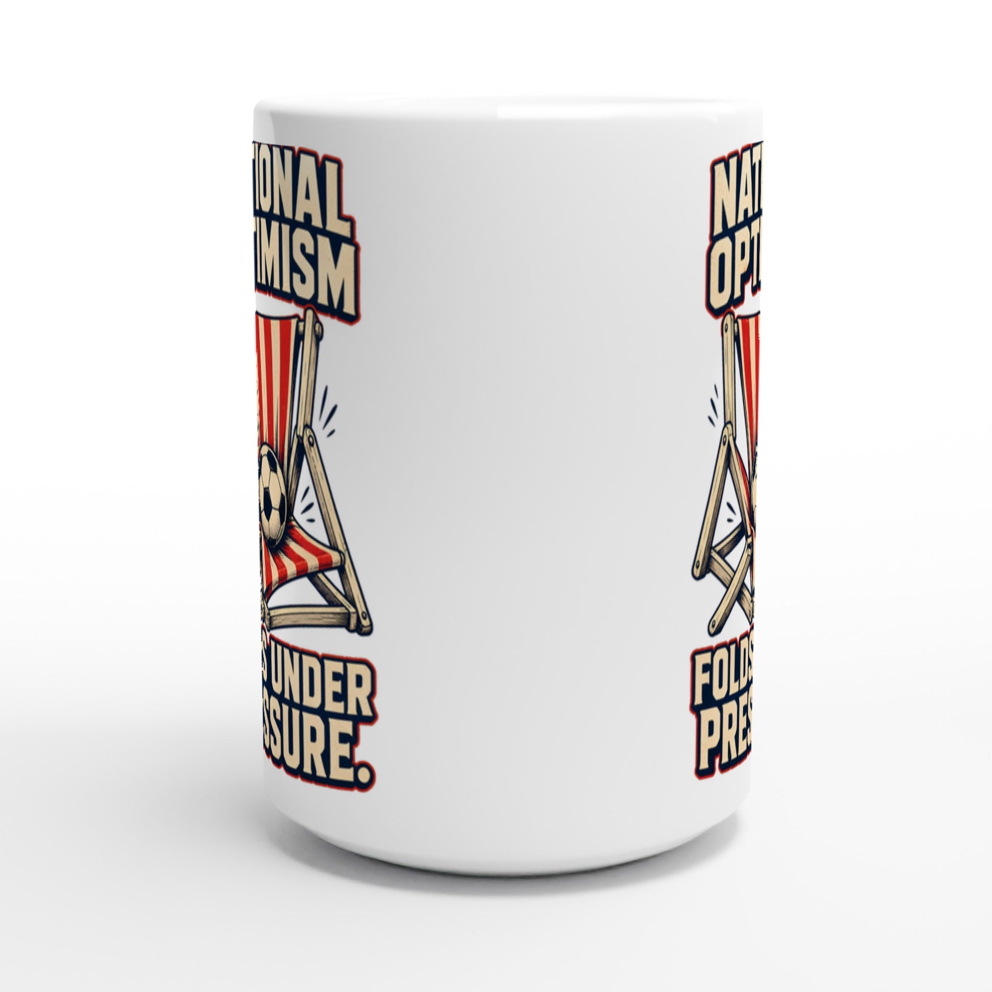 National Optimism Folds Under Pressure Football Large Mug — product view 2