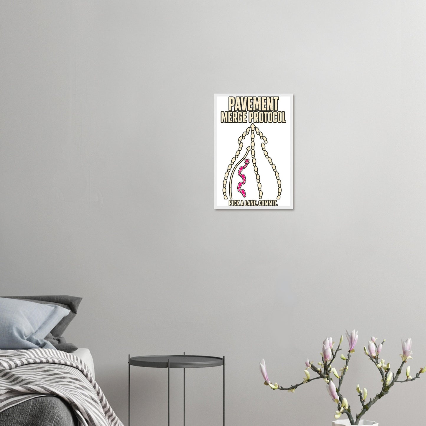 Pavement Merge Protocol — Pick a Lane Framed Wall Art — product view 10
