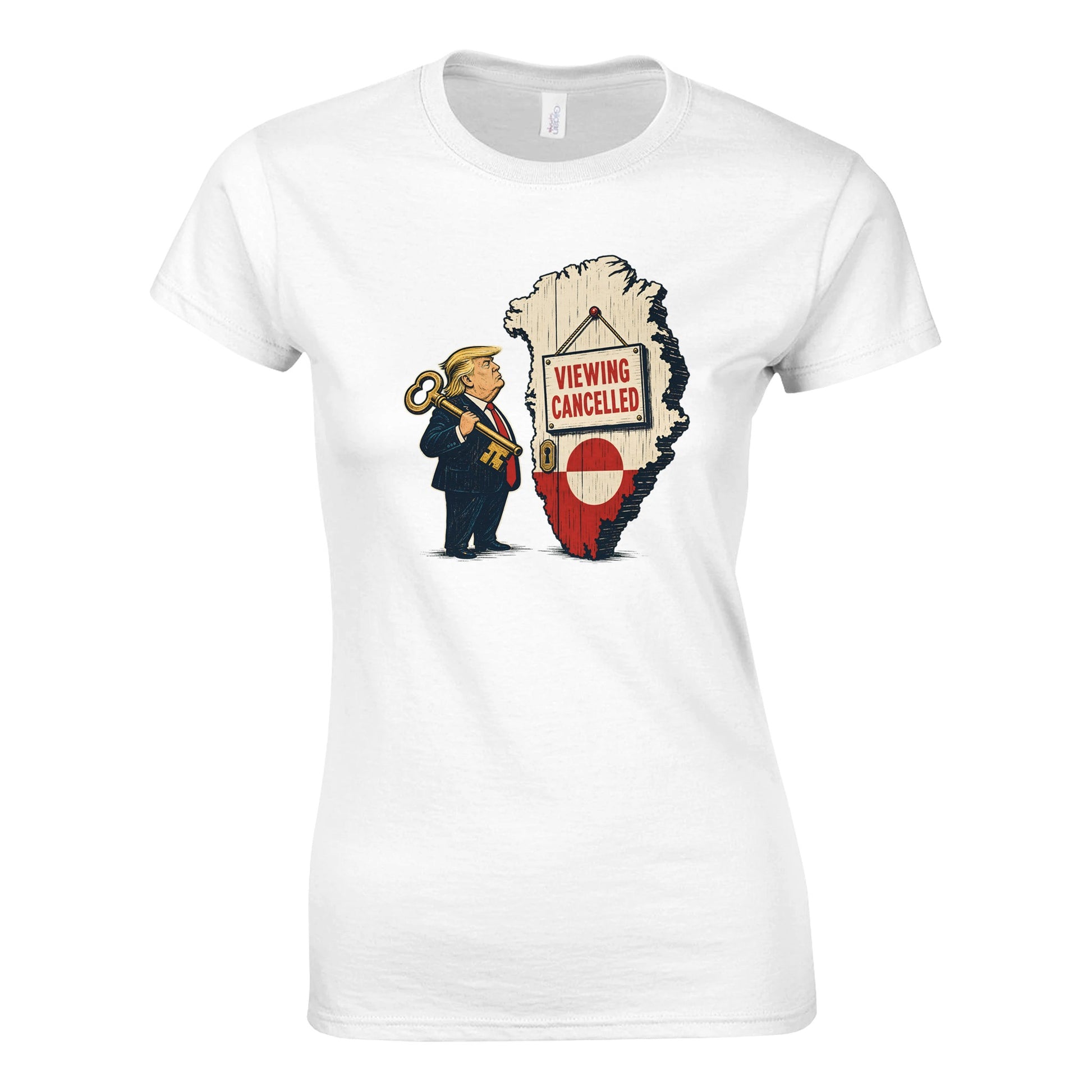 Viewing Cancelled — Greenland Political Satire Women's T-shirt — product view 1