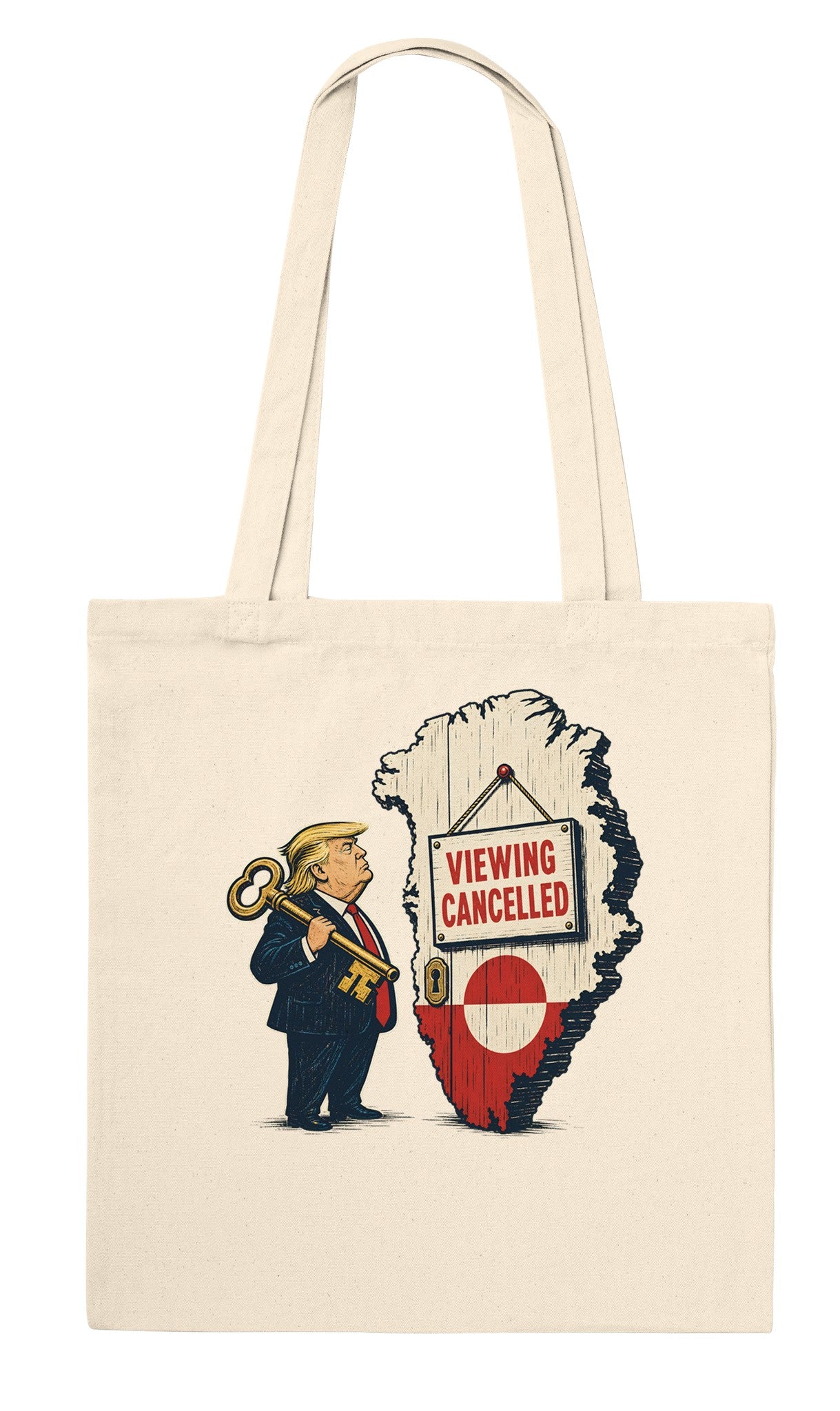 Viewing Cancelled — Greenland Political Satire Tote Bag — product view 6