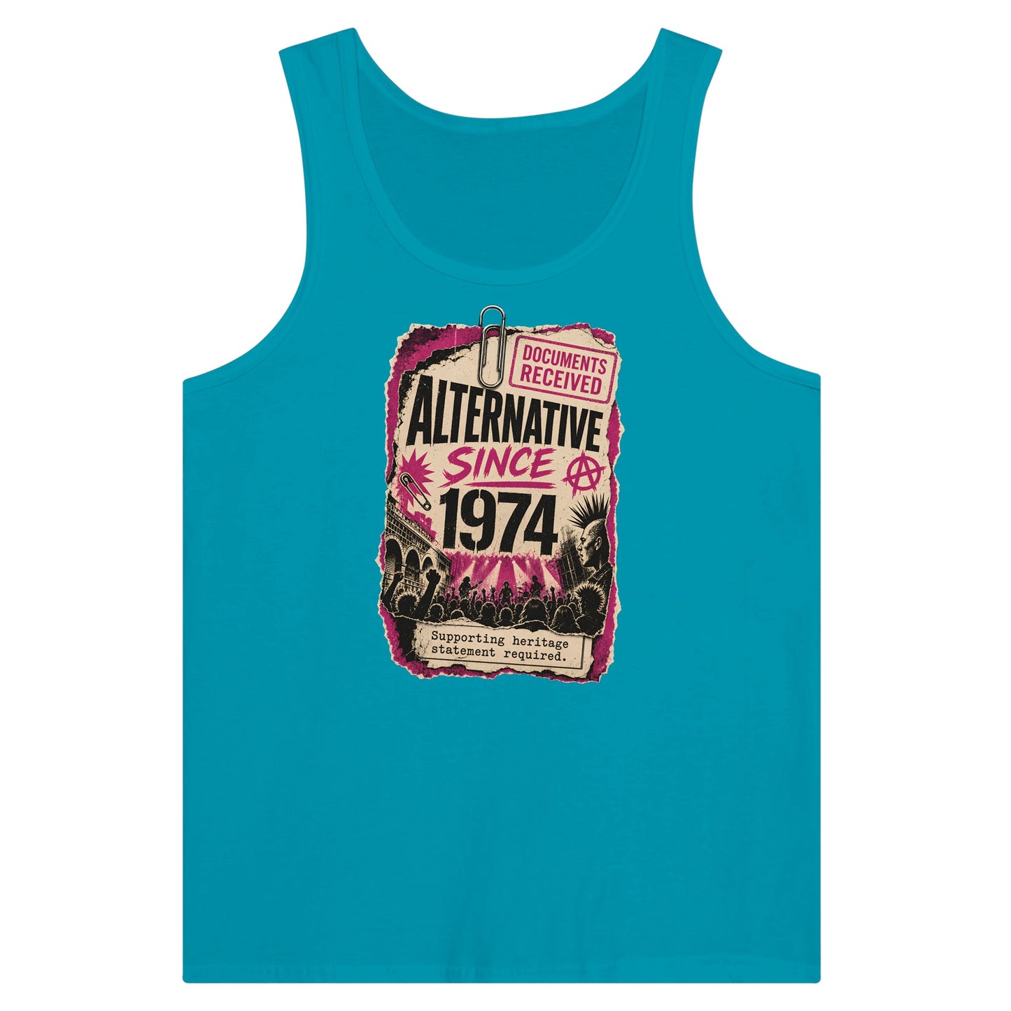 Camden Alternative Since 1974 — Illustrated Premium Unisex Tank Top — product view 2