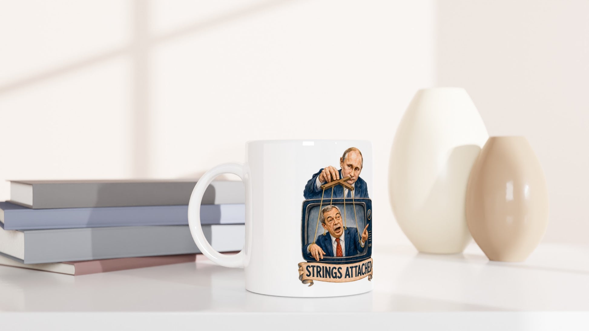 Strings Attached Political Satire Mug — product view 5