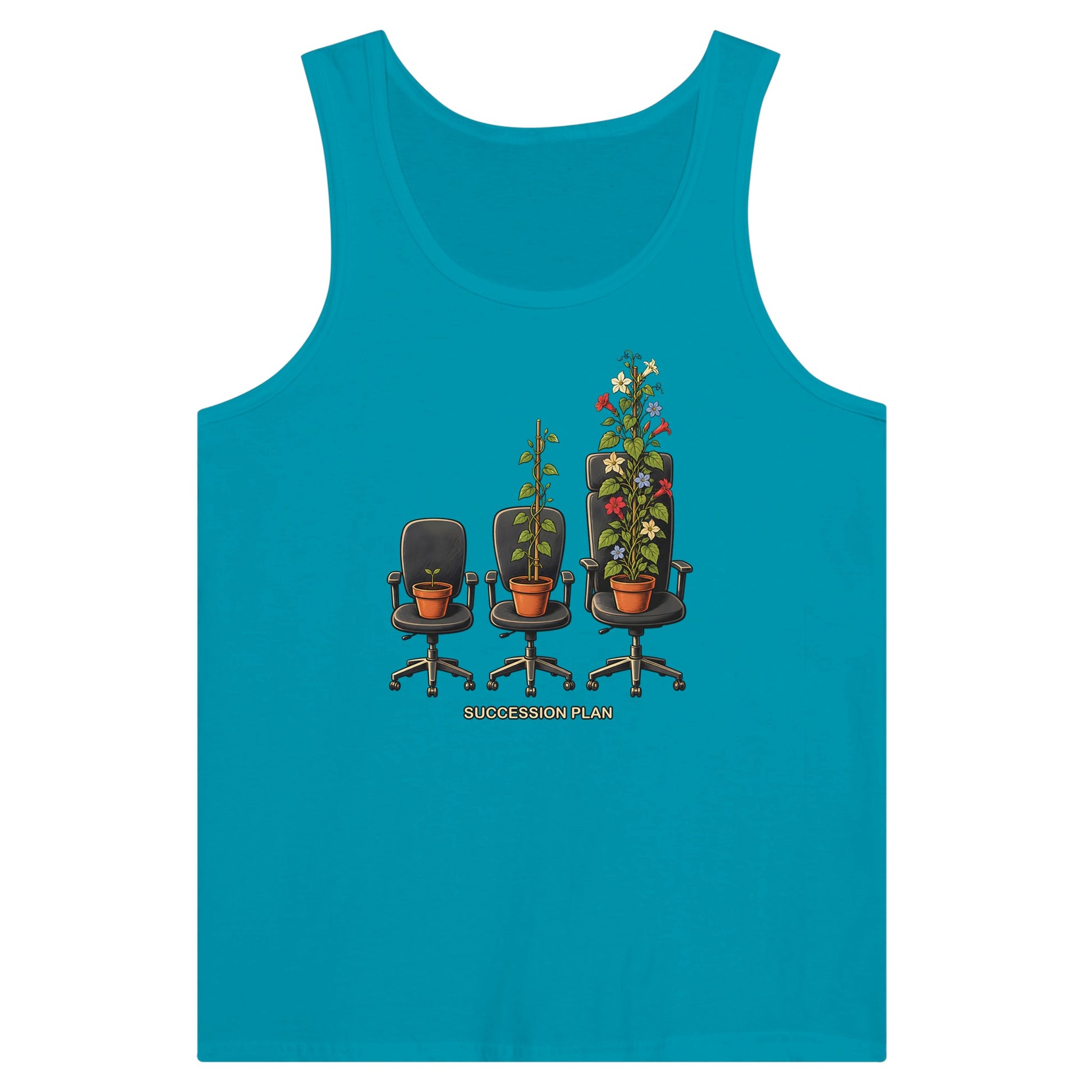Succession Plan Office Chair Garden Graphic Premium Unisex Tank Top — product view 2
