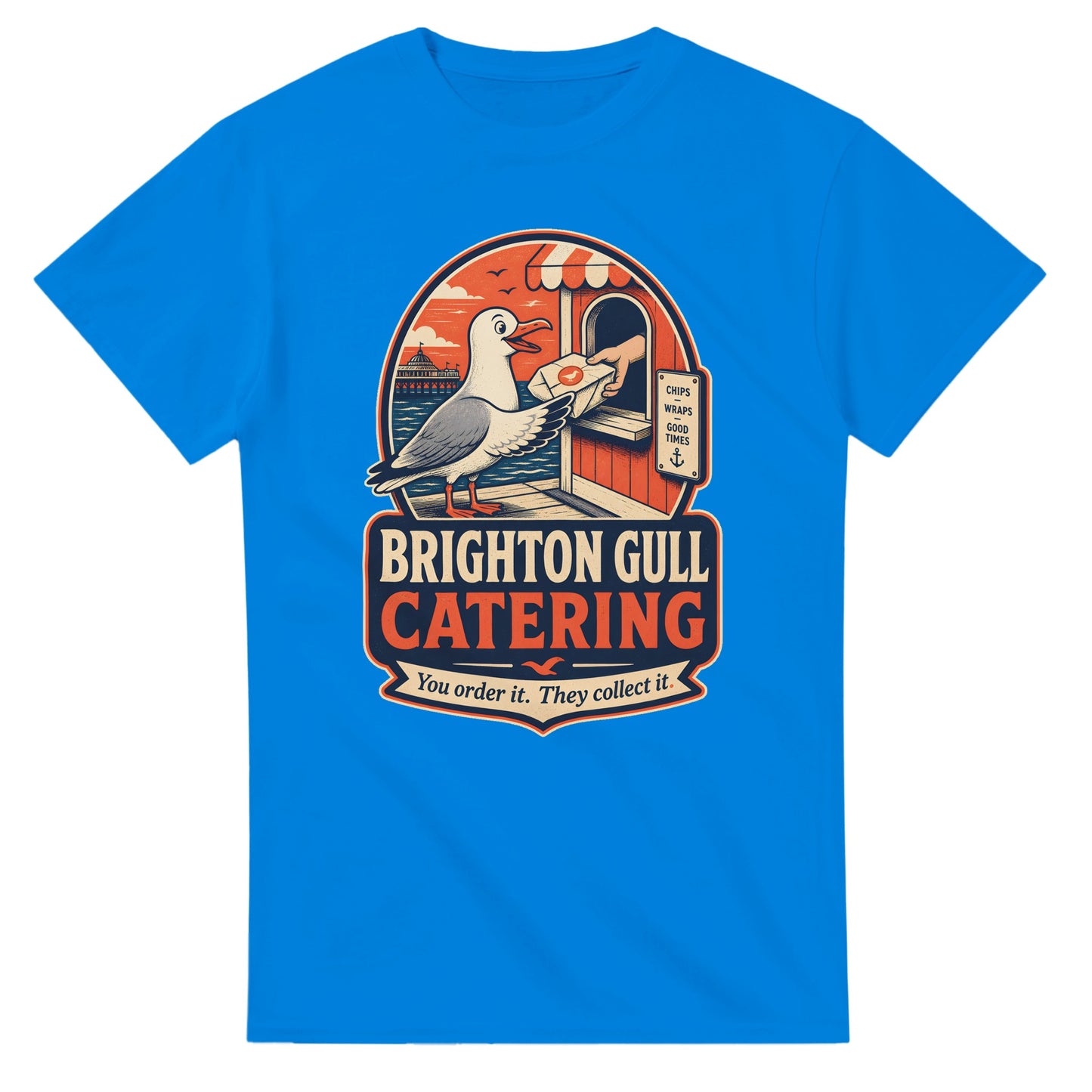 Brighton Gull Catering T-shirt — Illustrated — product view 2