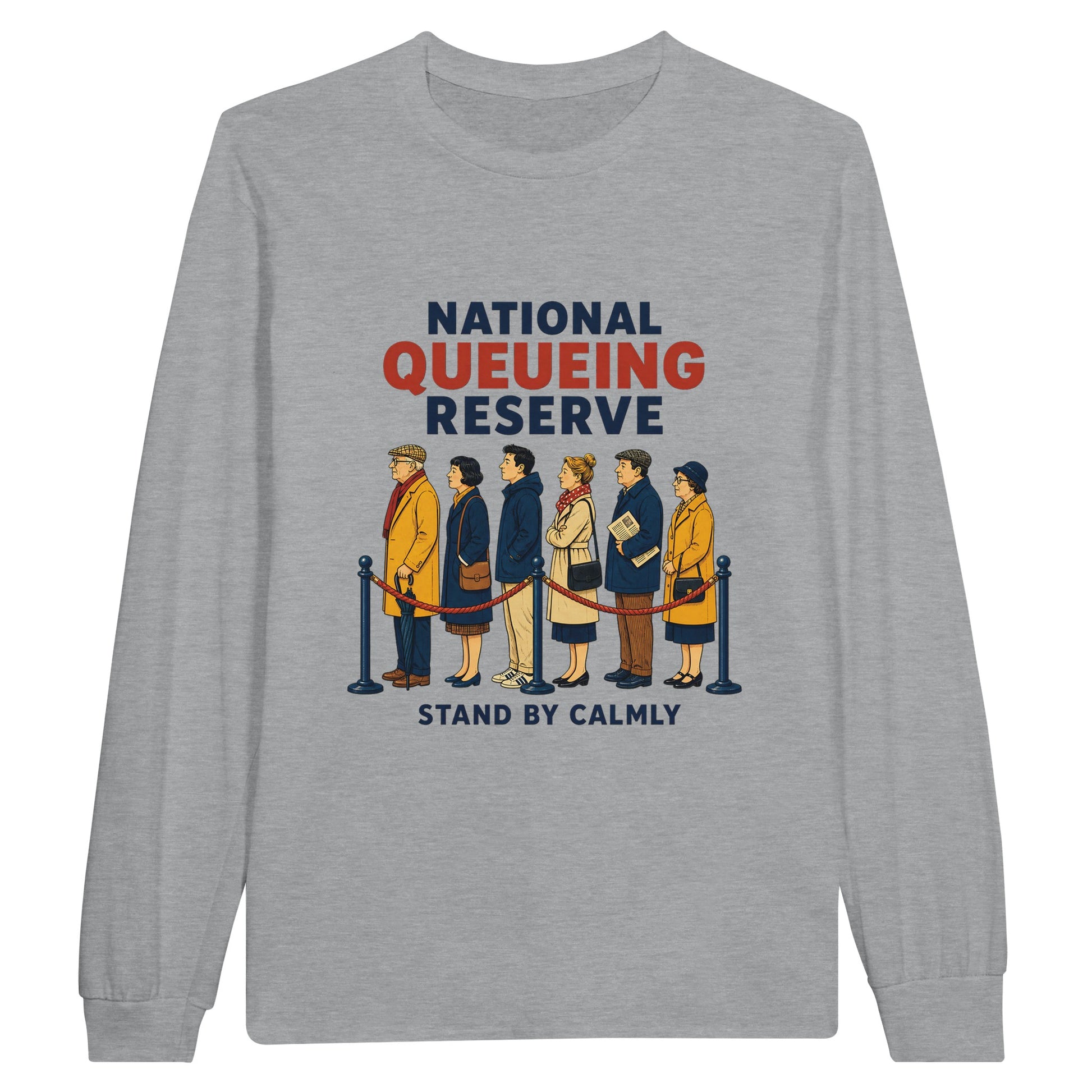 National Queueing Reserve – British Queue Graphic Long-Sleeve T-shirt — product view 10