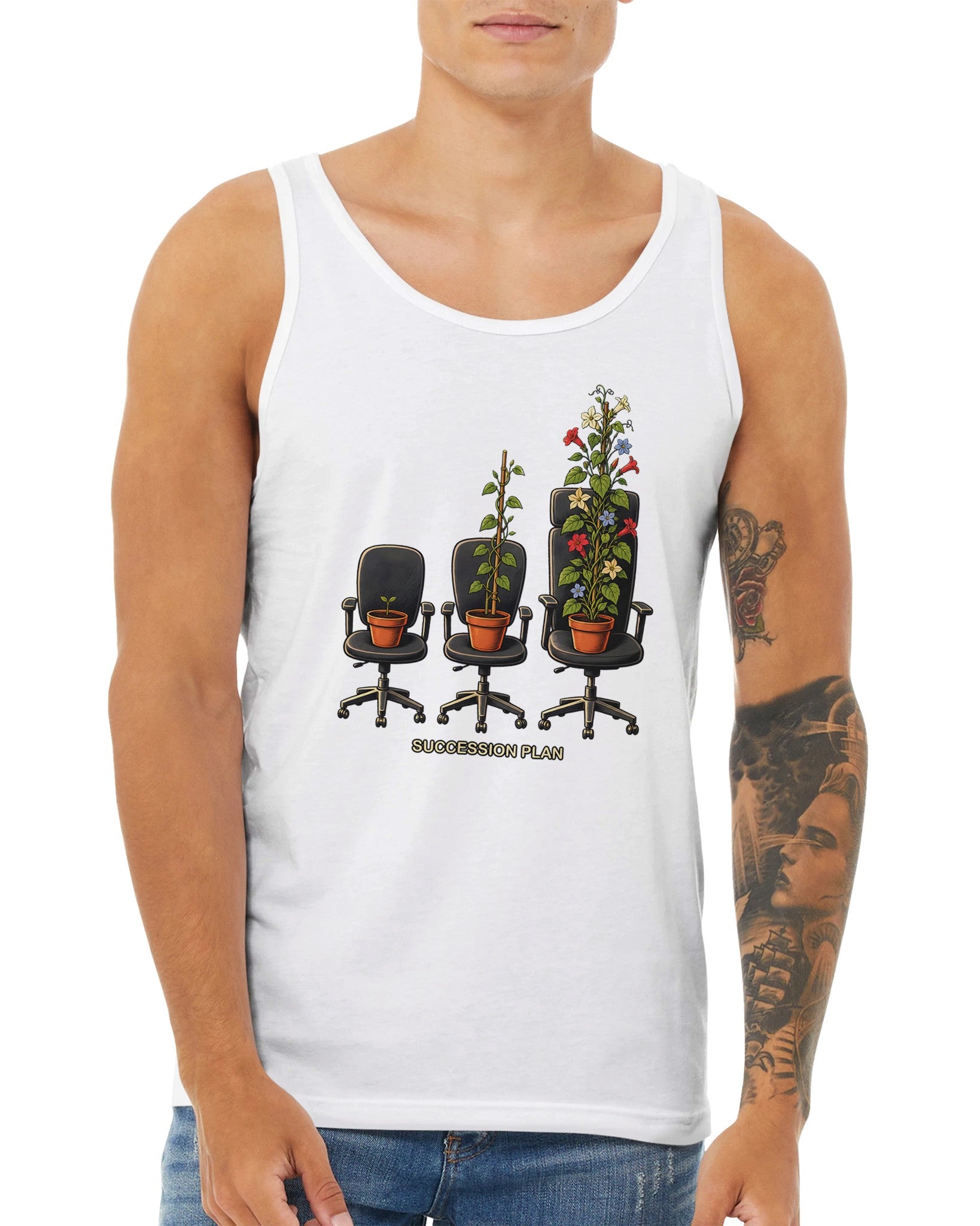 Succession Plan Office Chair Garden Graphic Premium Unisex Tank Top — product view 15