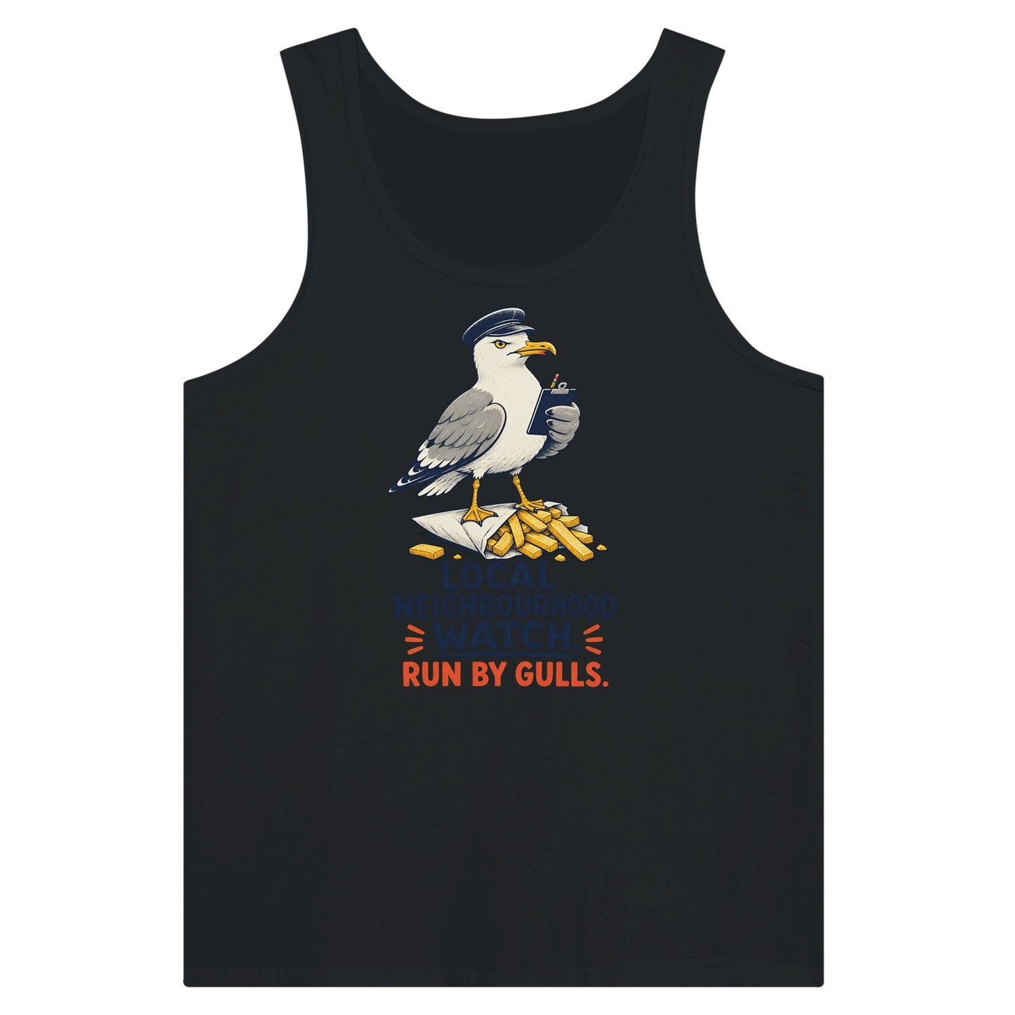 Local Neighbourhood Watch: Run by Gulls Premium Unisex Tank Top — product view 8