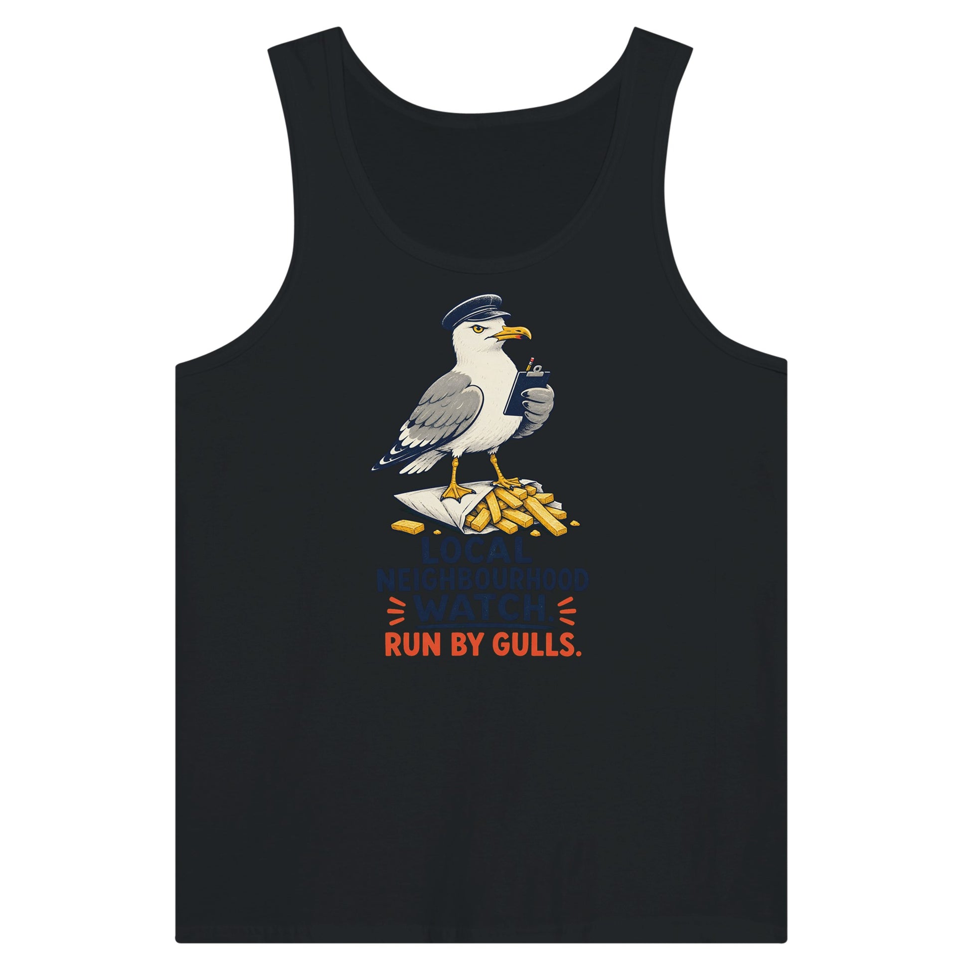 Local Neighbourhood Watch: Run by Gulls Premium Unisex Tank Top — product view 8
